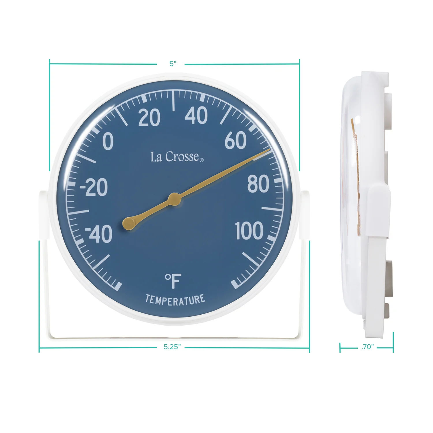 104-1512BL 5 inch Dial Thermometer with Bracket - Blue - Image 7