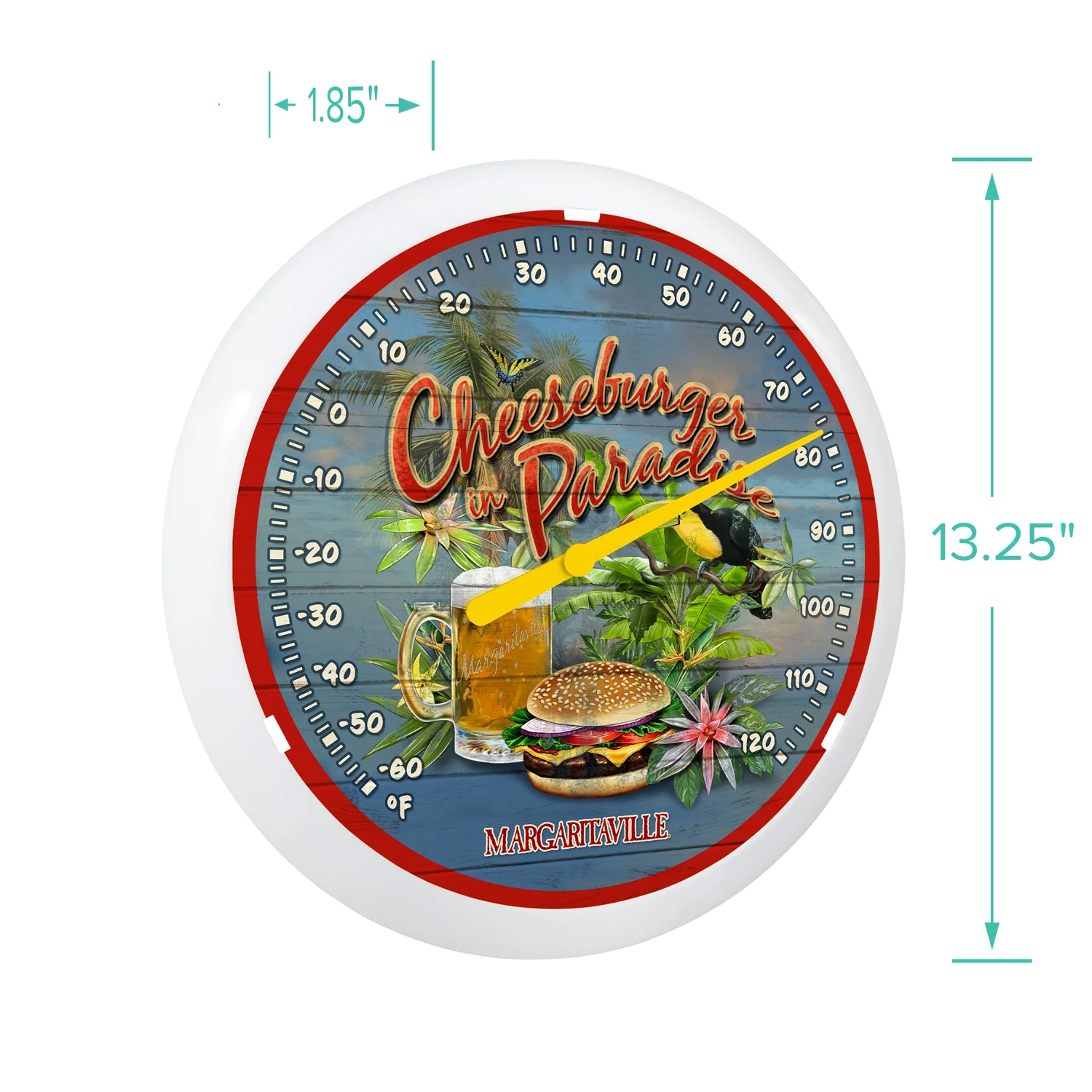104-67667MV 13.25" Round Cheeseburger In Paradise Margaritaville Thermometer - Image 3