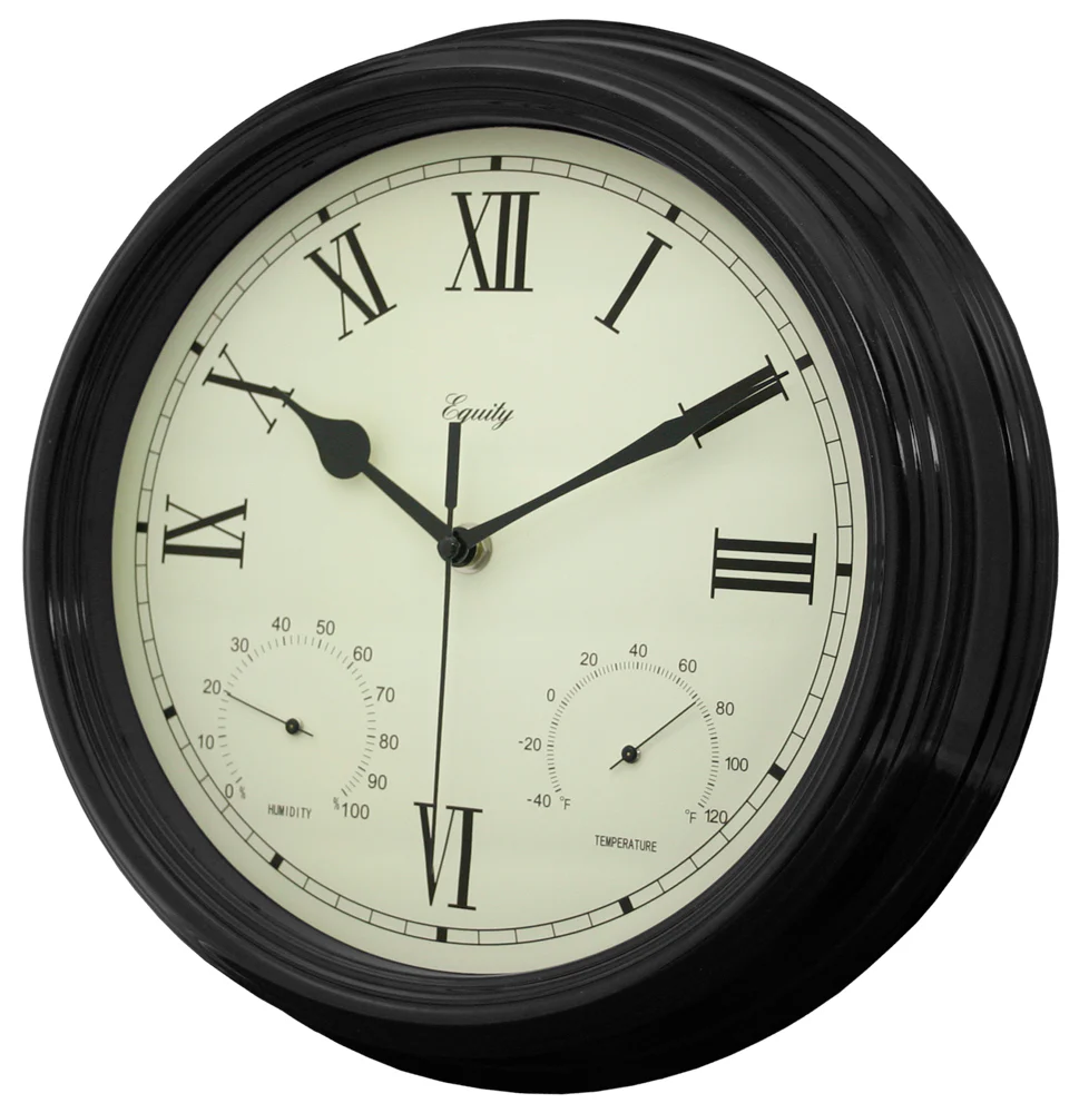 12 inch Thermometer and Humidity Wall Clock - Image 2