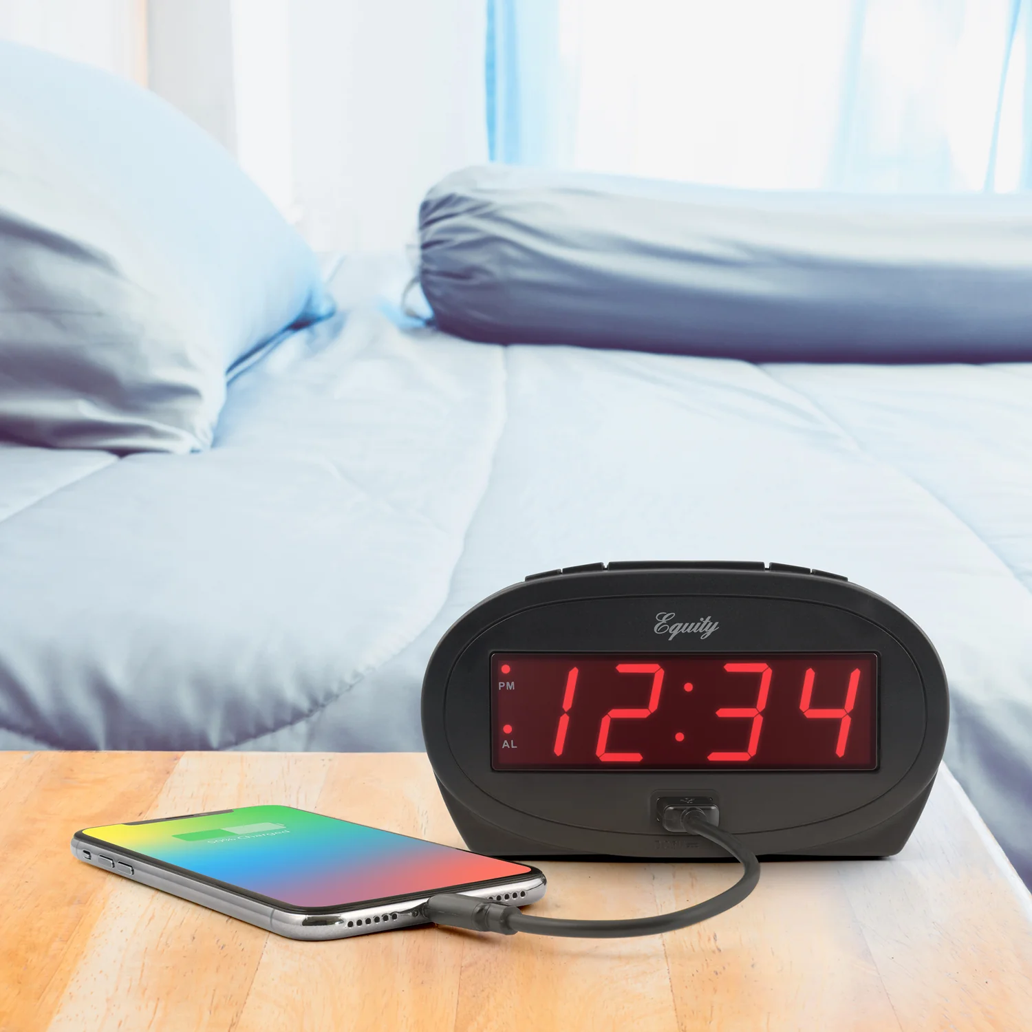 30024 .9 inch Red LED Alarm Clock with USB Charging Port - Image 4