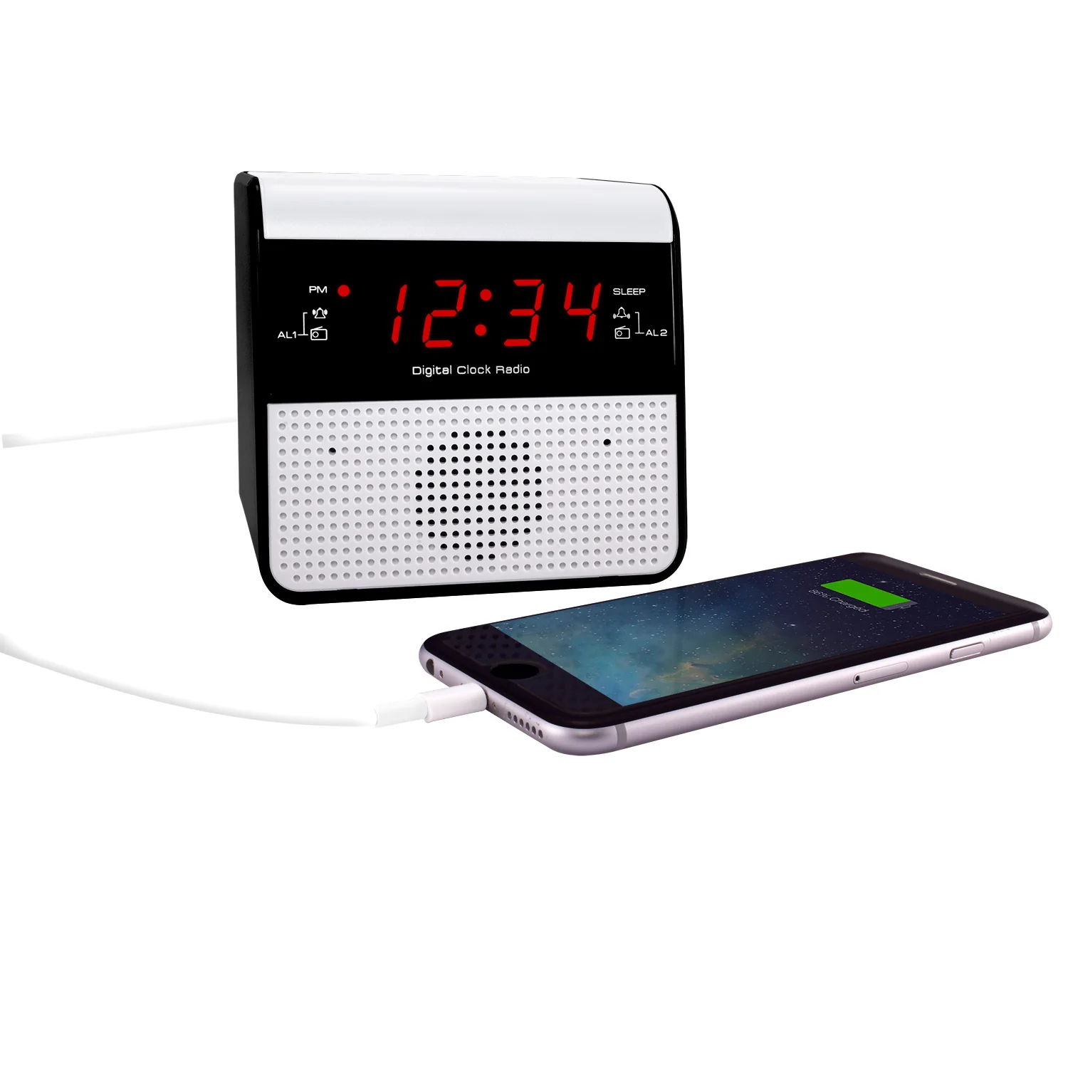 FM Clock Radio with USB Charging Port