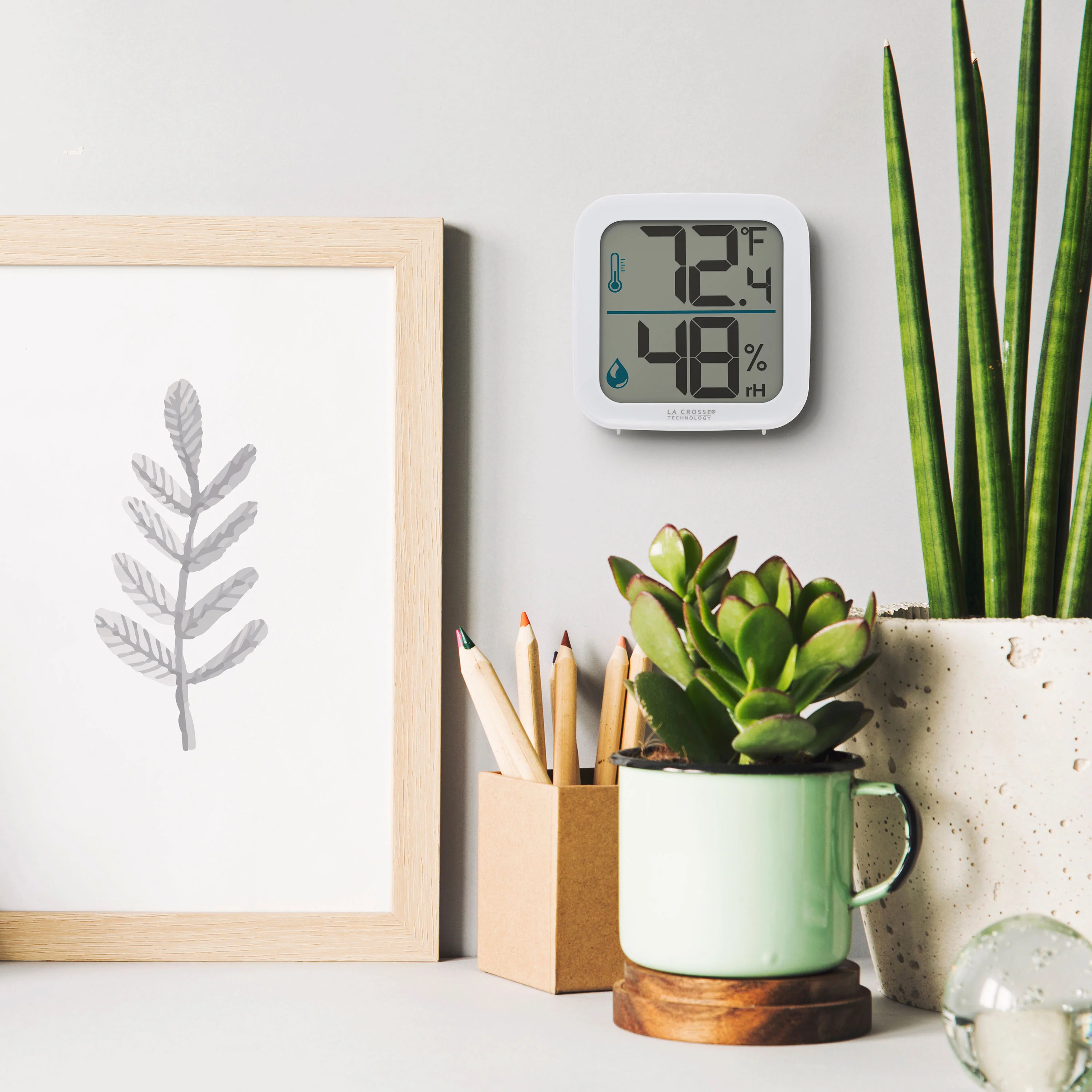 302-1407W Indoor Thermometer with Humidity - White - Image 4