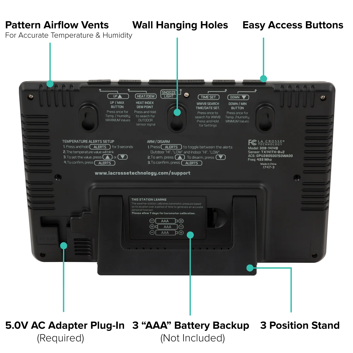 308-1414BV2 Wireless Color Weather Station - Image 5