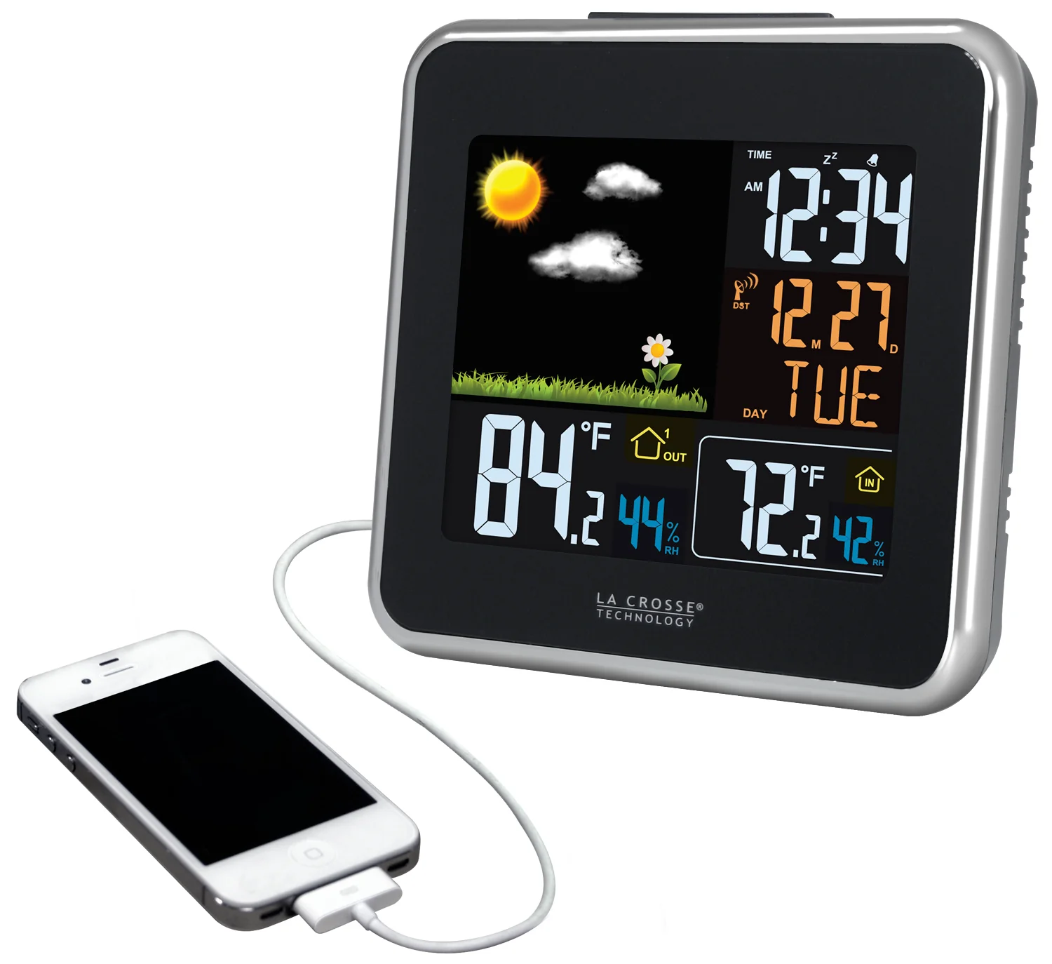 308-146V2 Wireless Atomic Color Weather Station with USB Charging - Image 4