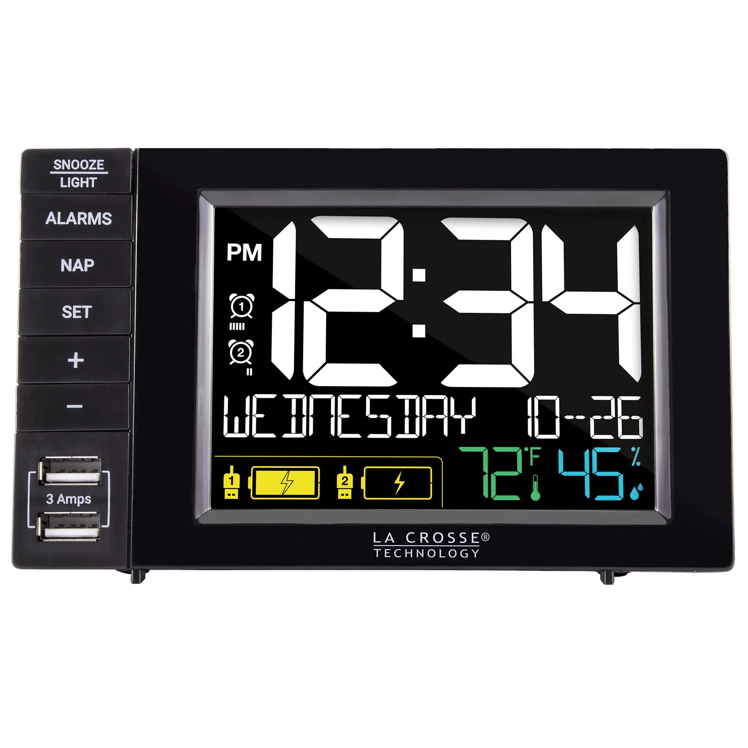 Alarm Clock Charging Station with two USB Charging Ports