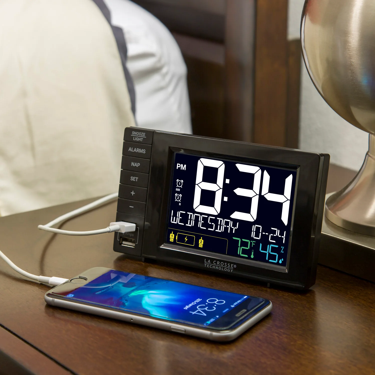Alarm Clock Charging Station with two USB Charging Ports - Image 4