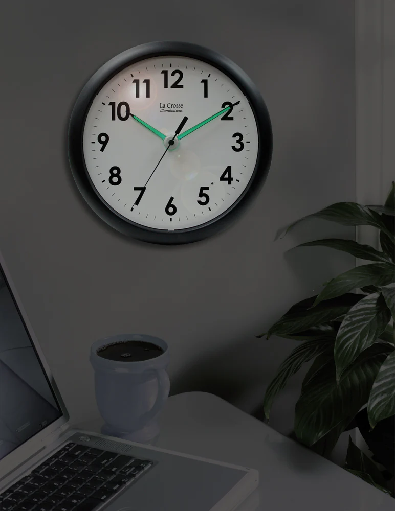 10 inch Wall Clock with Glowing Hands - Image 3