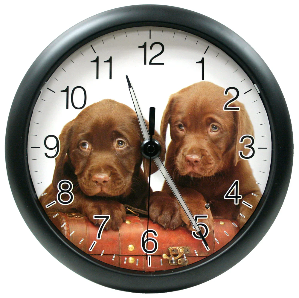 10 inch Wall Clock with Glowing Hands - Puppies - Image 2
