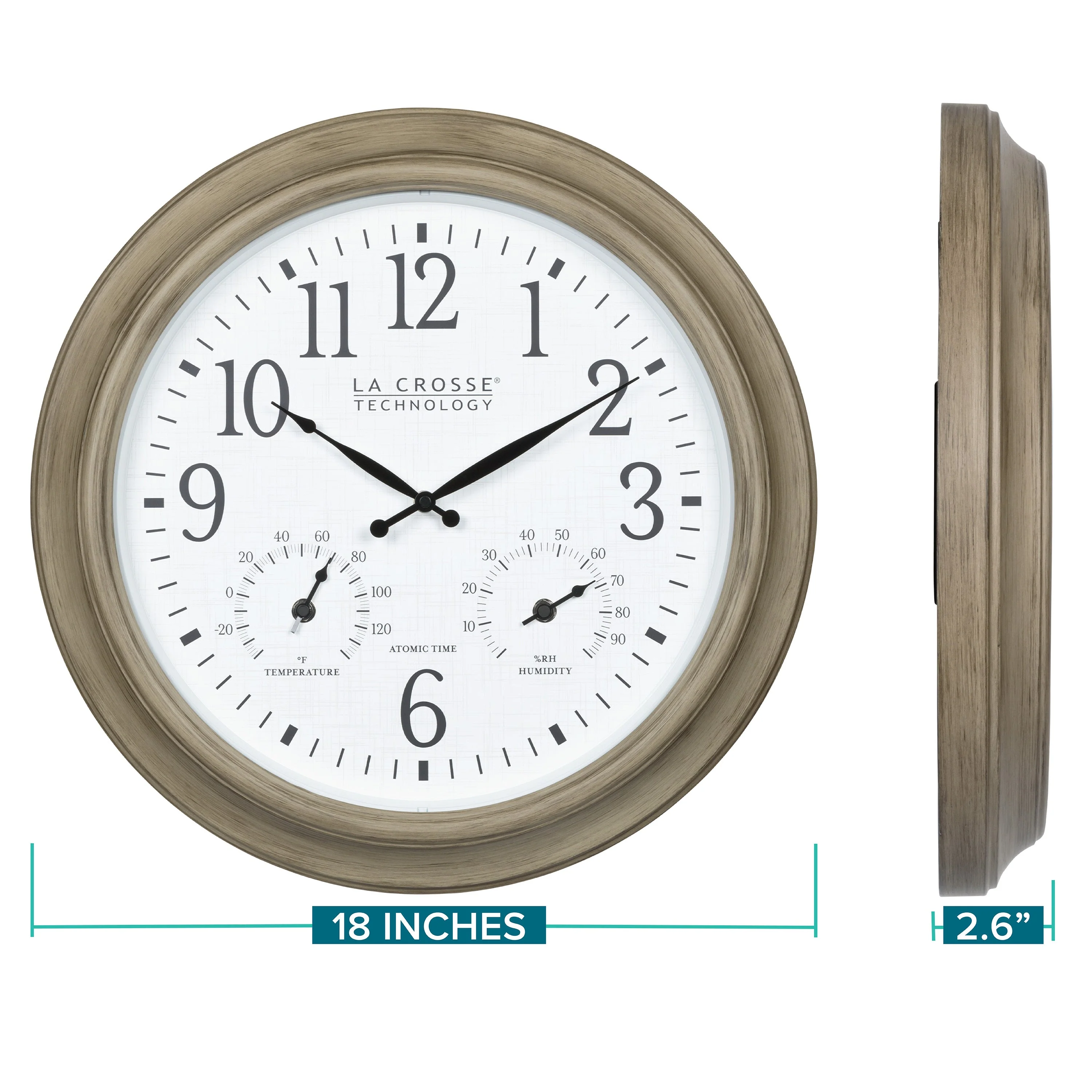 404-18027 18-inch Indoor/Outdoor Atomic Wall Clock - Image 8