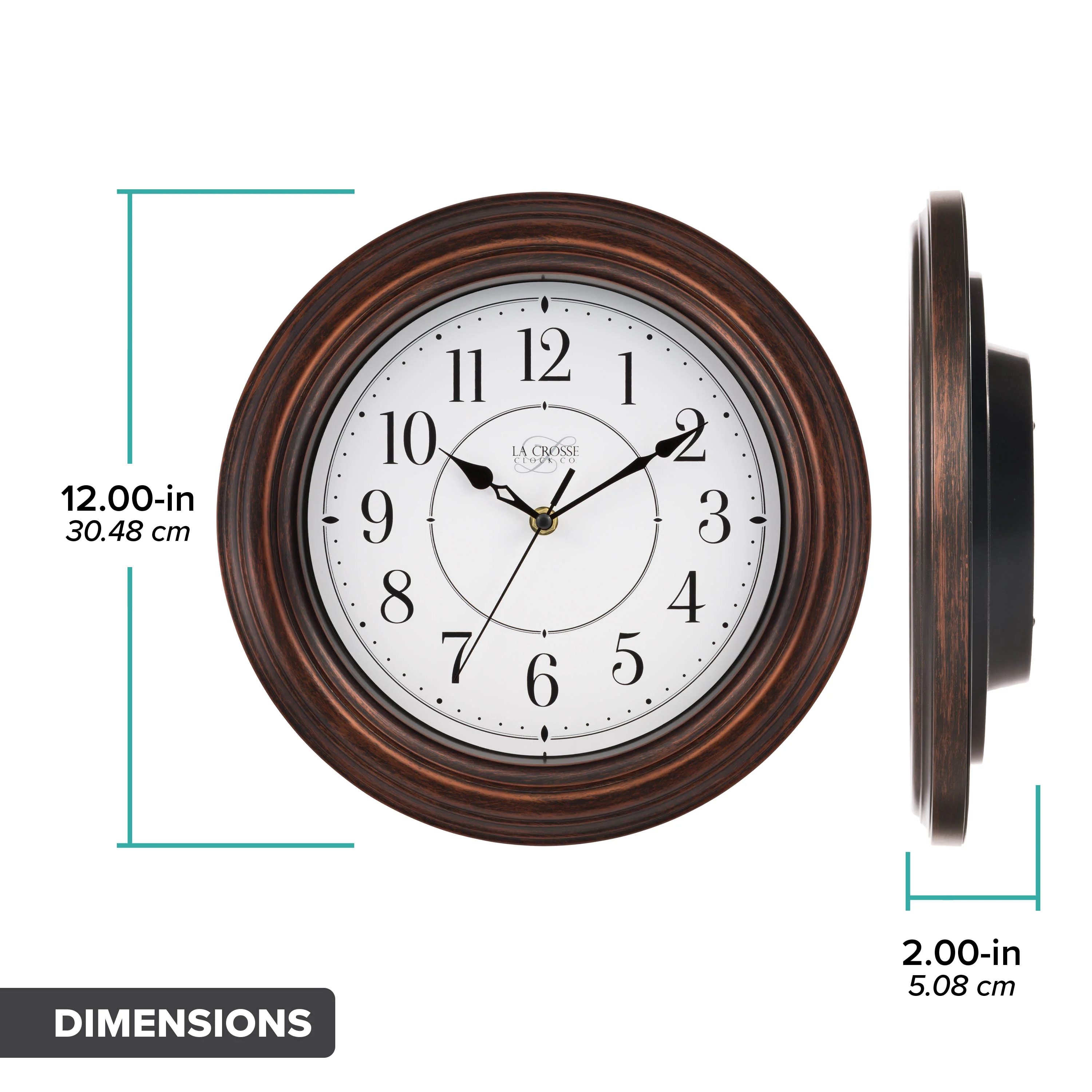 404-2630W 12-inch Evelyn Wall Clock - Image 8