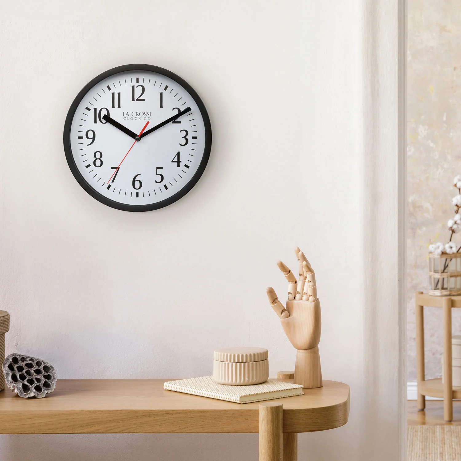 404-3020B 8-inch Basics Analog Wall Clock – Black - Image 3