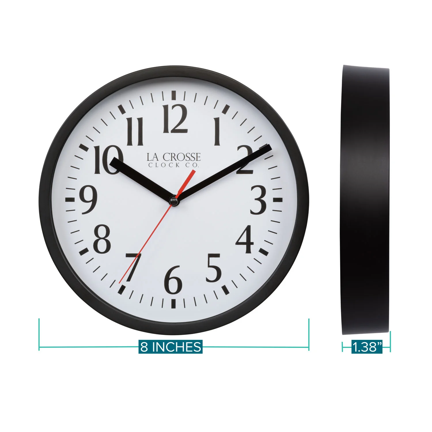 404-3020B 8-inch Basics Analog Wall Clock – Black - Image 4