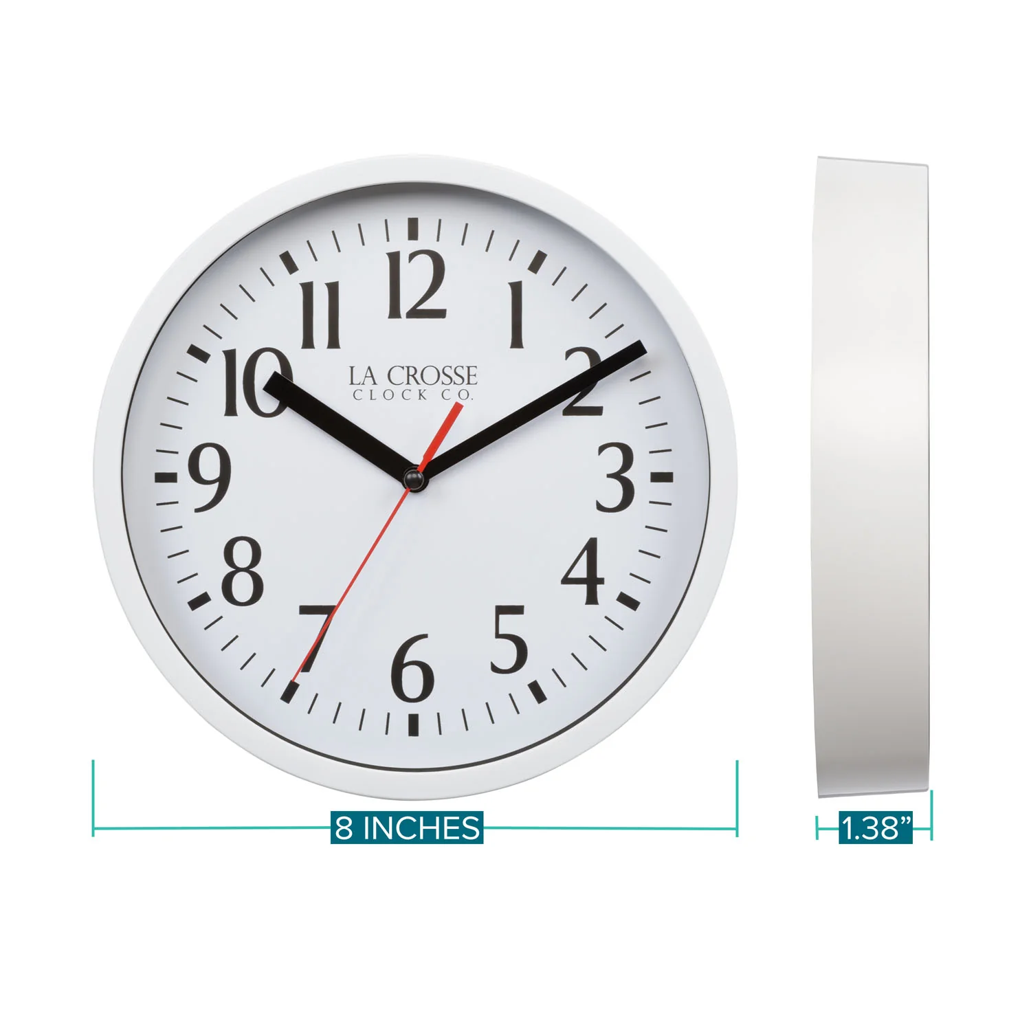 404-3020W 8-inch Basics Analog Wall Clock – White - Image 4