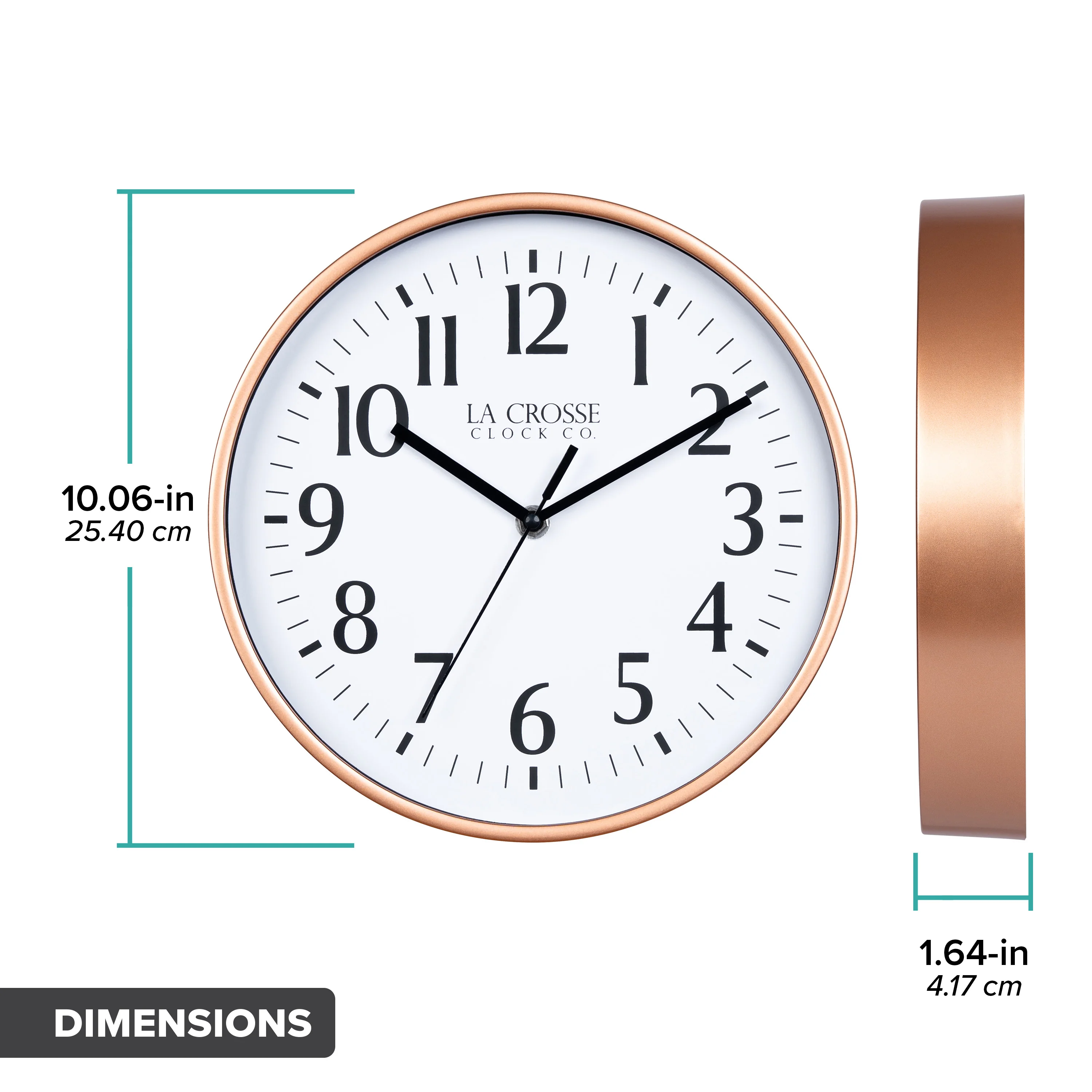 404-3025C 10-inch Basics Analog Wall Clock – Copper - Image 9