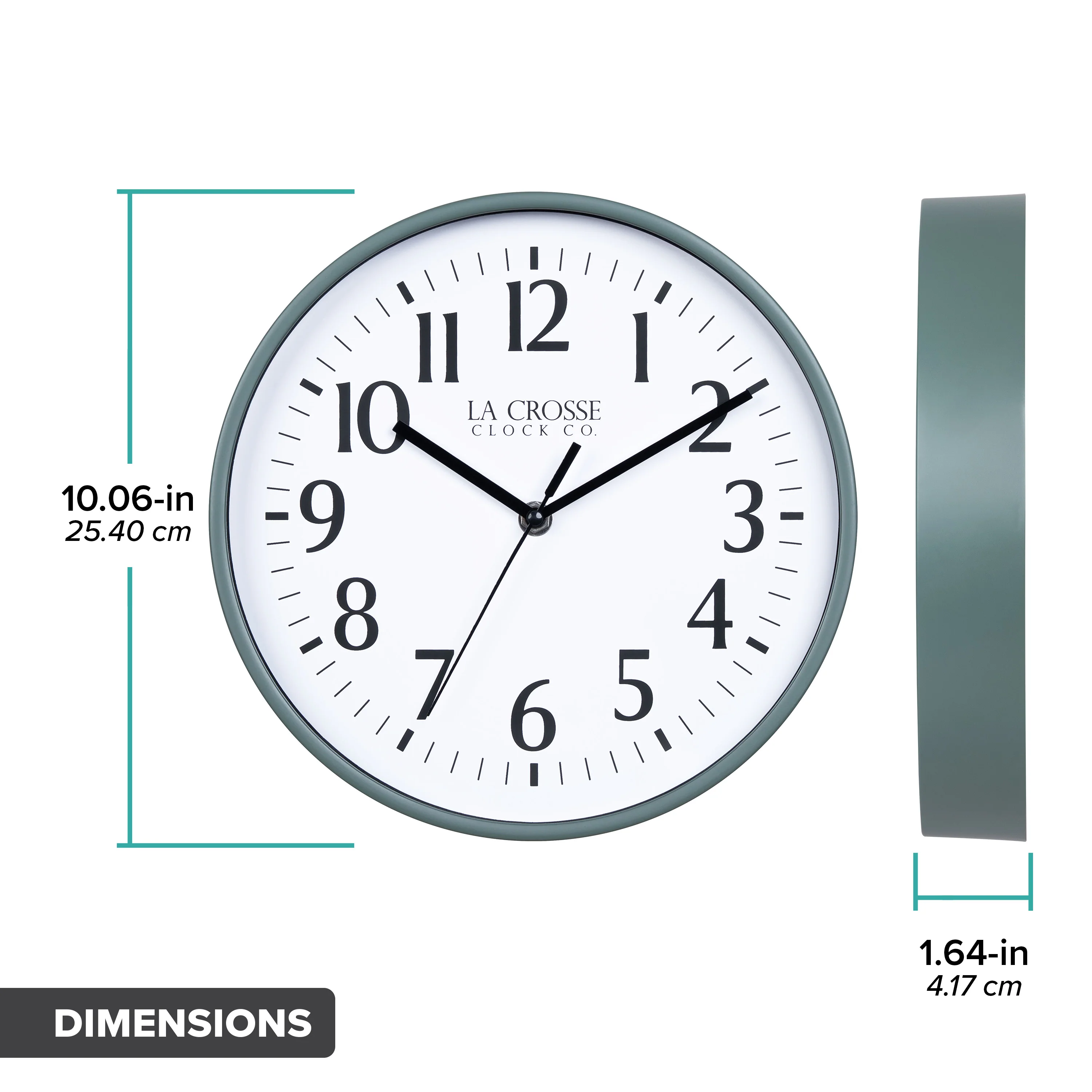 404-3025G 10-inch Basics Analog Wall Clock – Green - Image 9