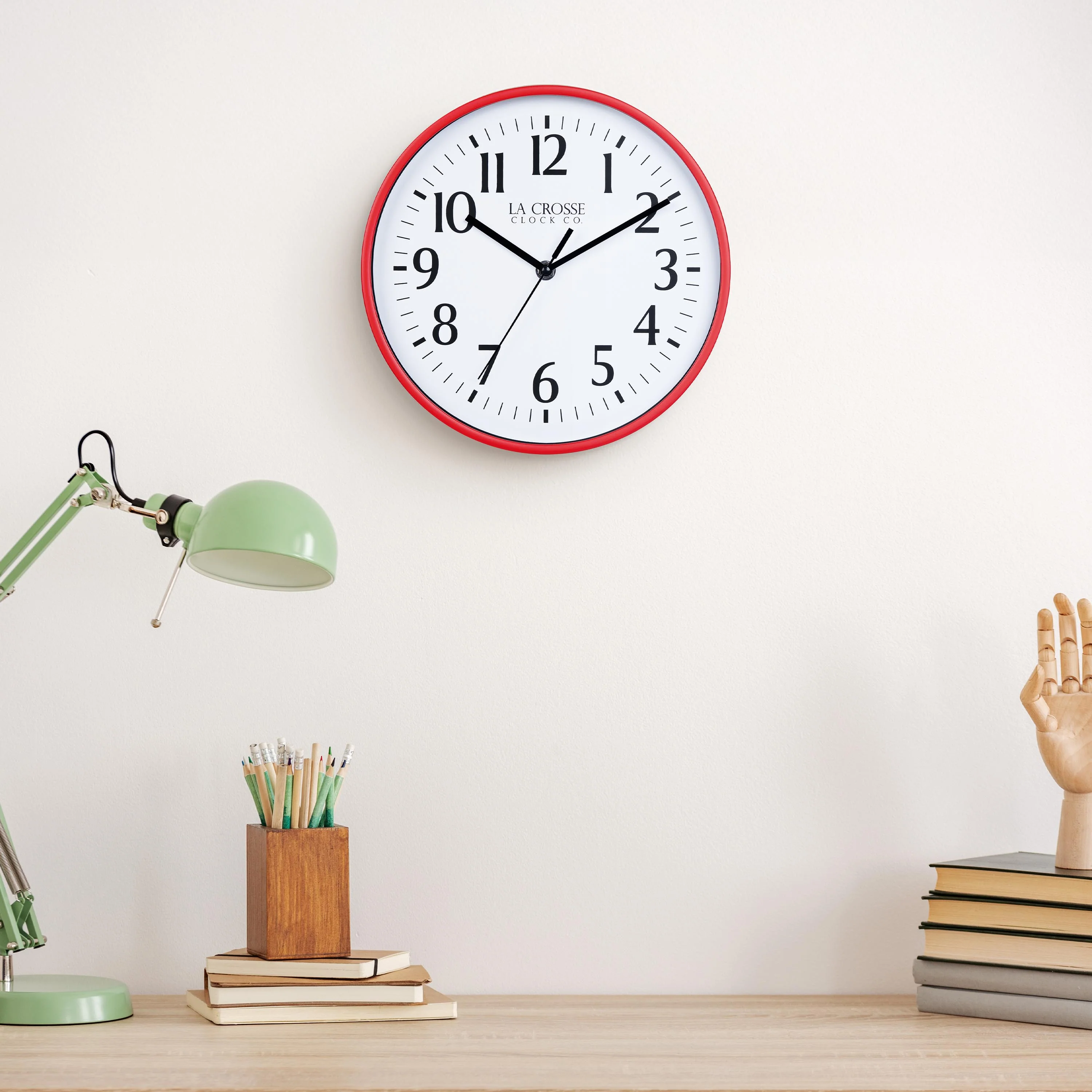404-3025R 10-inch Basics Analog Wall Clock – Red - Image 3