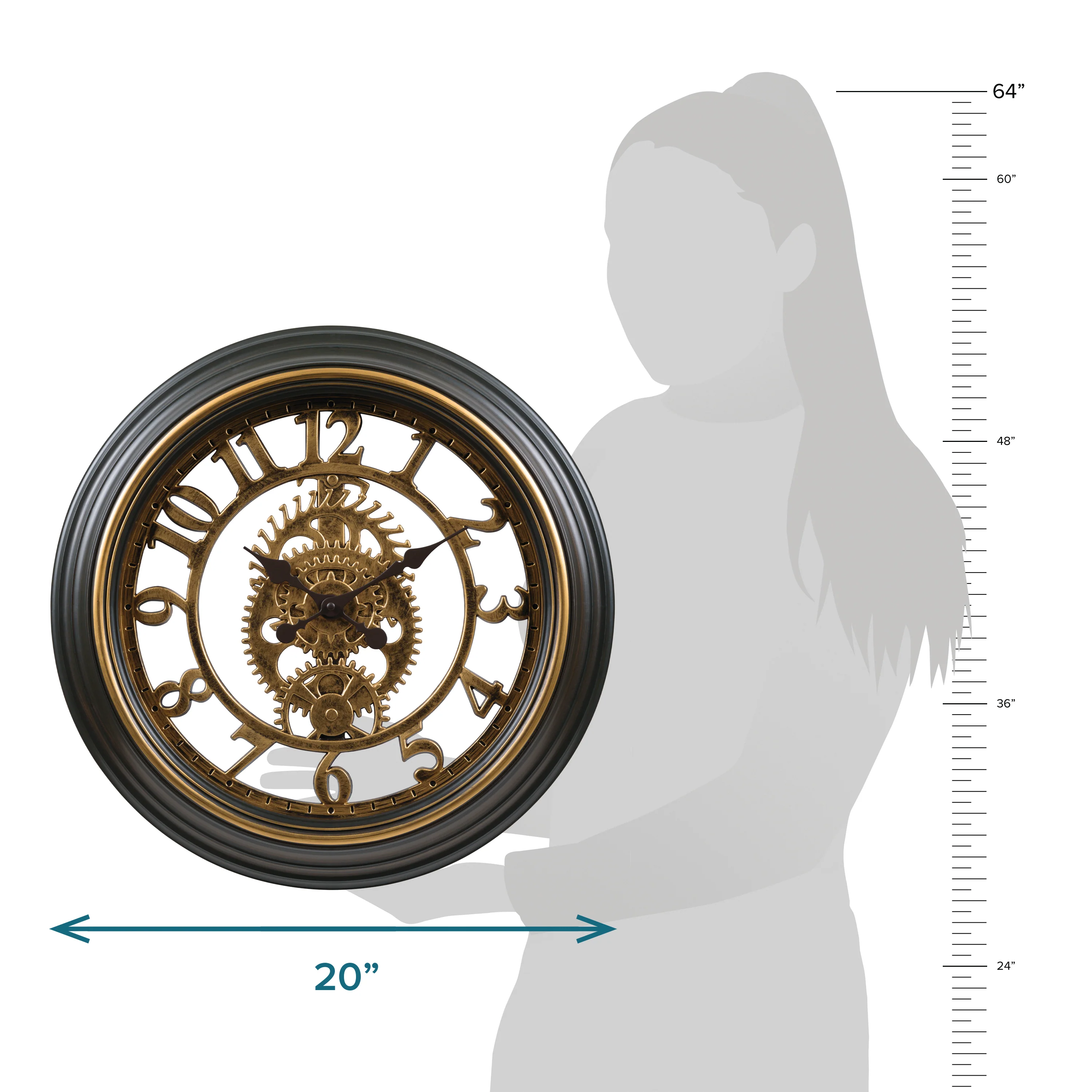 404-3051C 20-inch Gears Wall Clock - Image 8