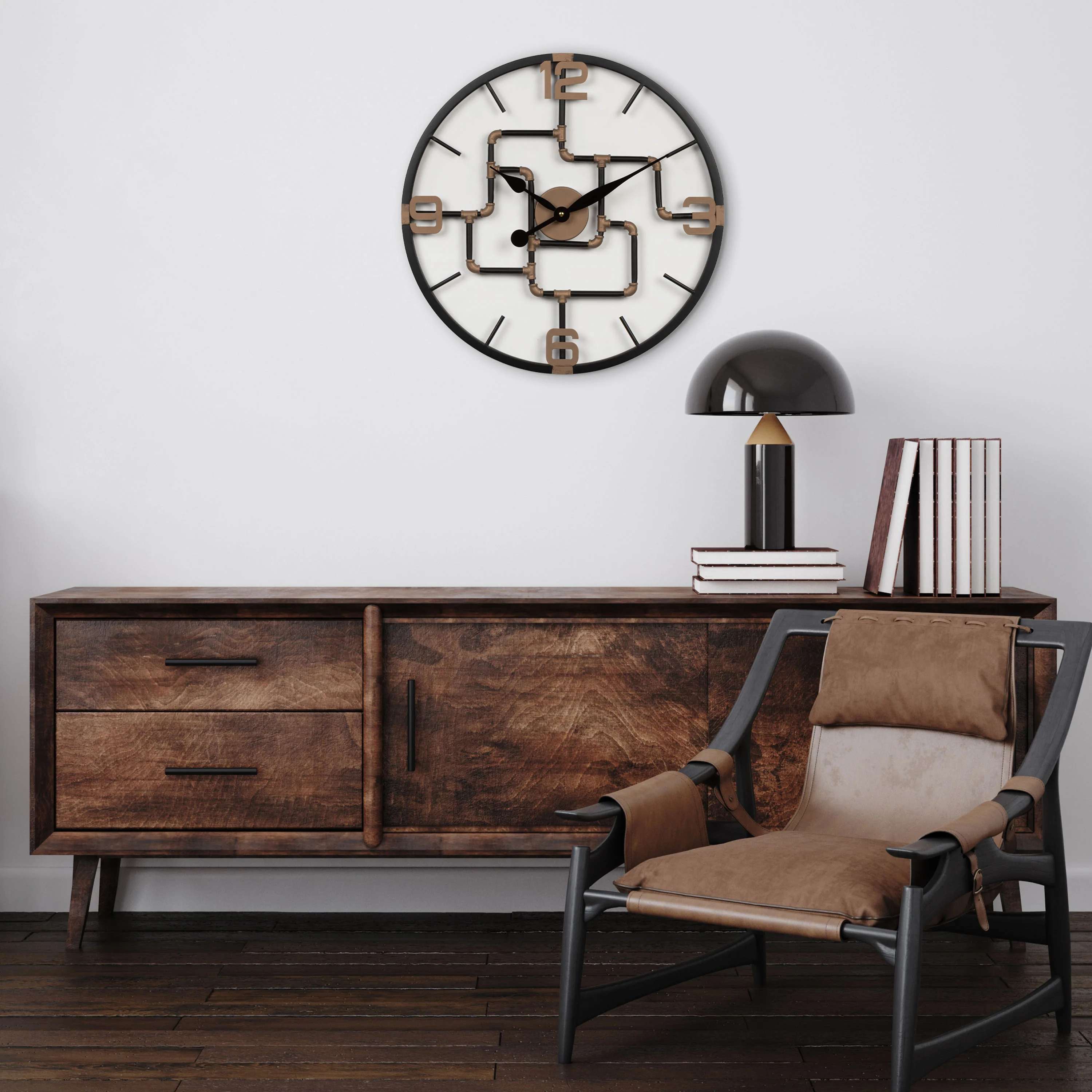 404-3420 20-inch Pipeworks Metal Wall Clock - Image 4