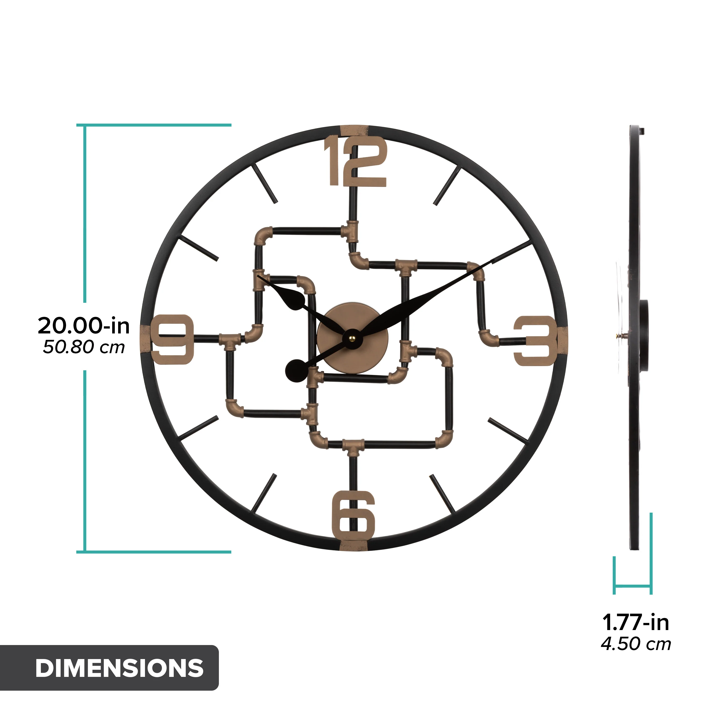404-3420 20-inch Pipeworks Metal Wall Clock - Image 8