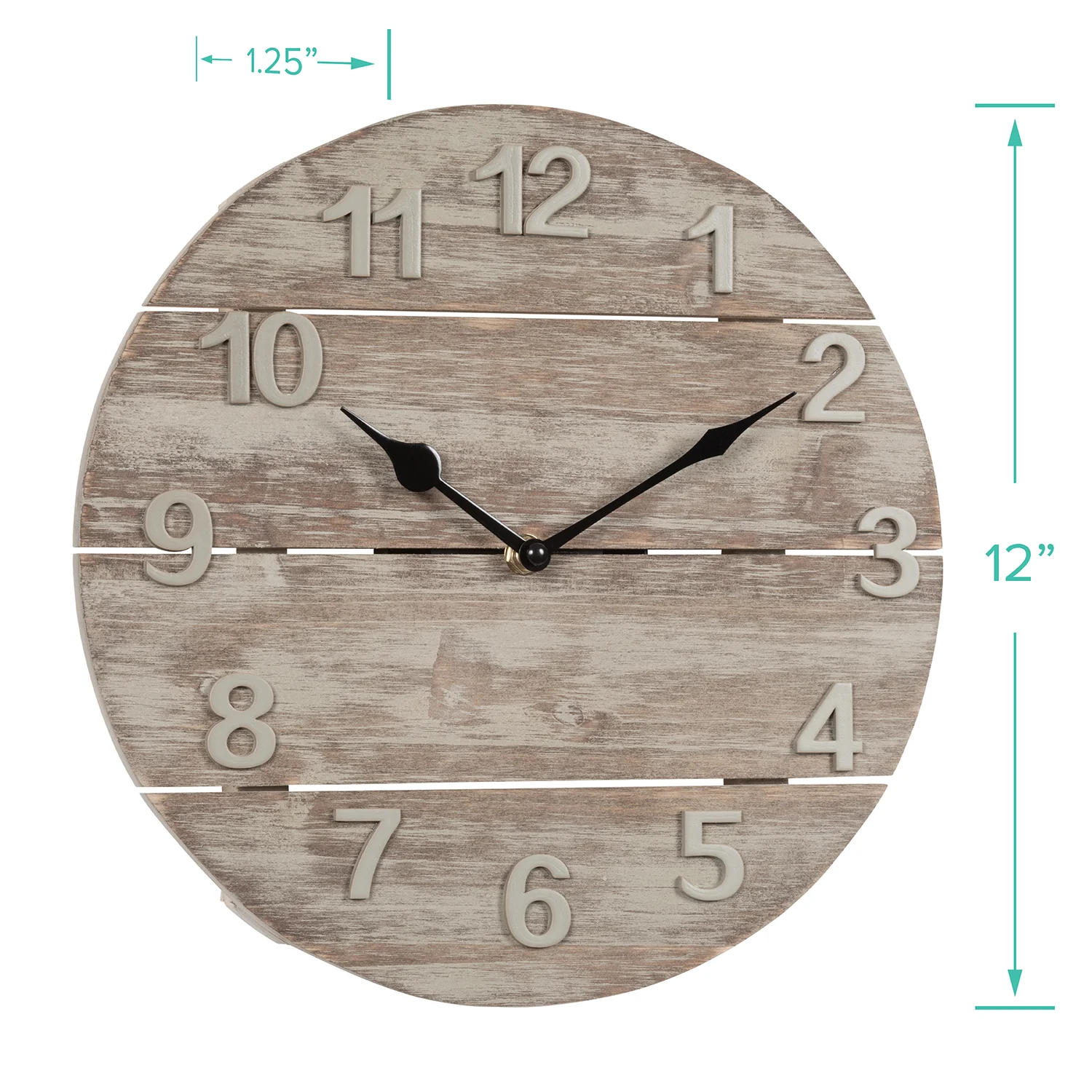 404-3430W 12-inch Sun Washed Wood Wall Clock - Image 6
