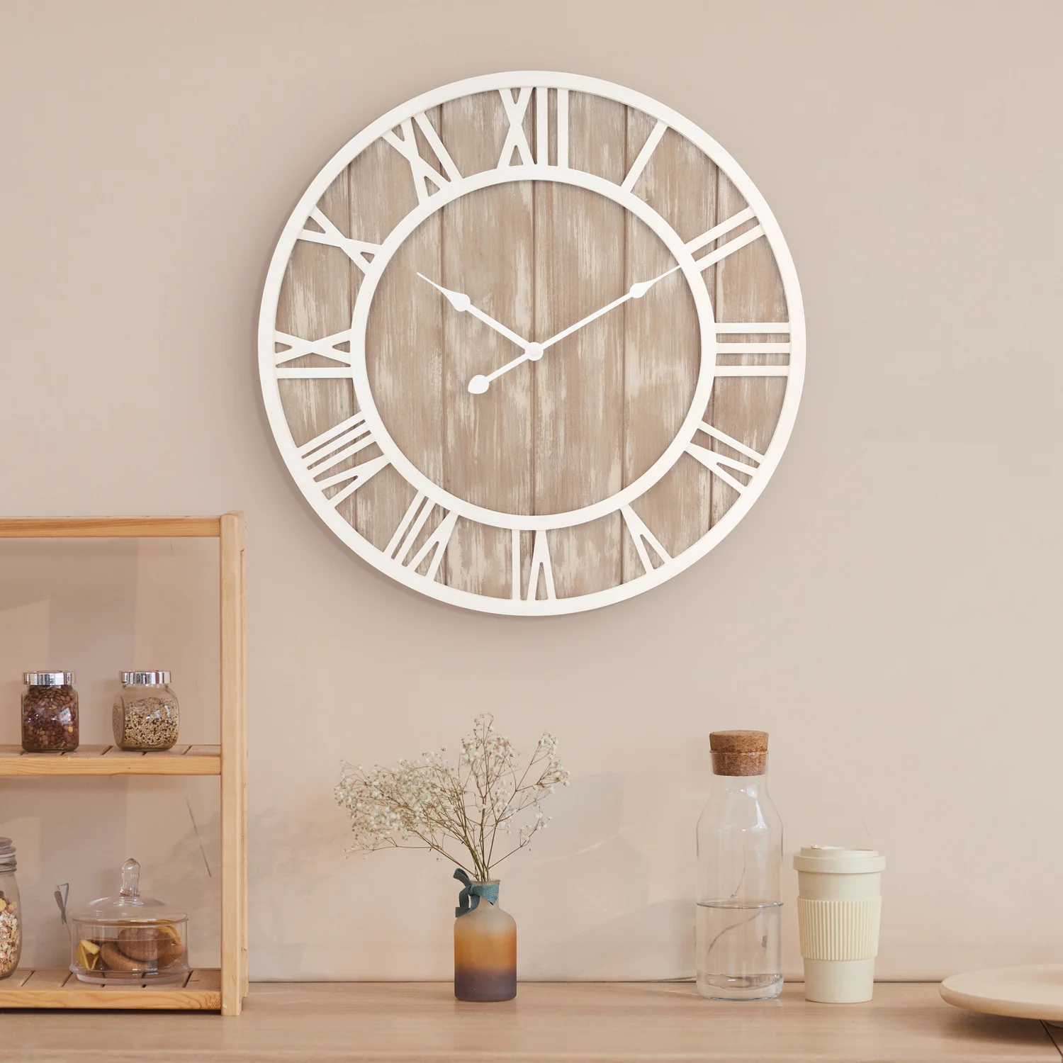 404-3450 19.7-inch Harper Wood Wall Clock - Image 5