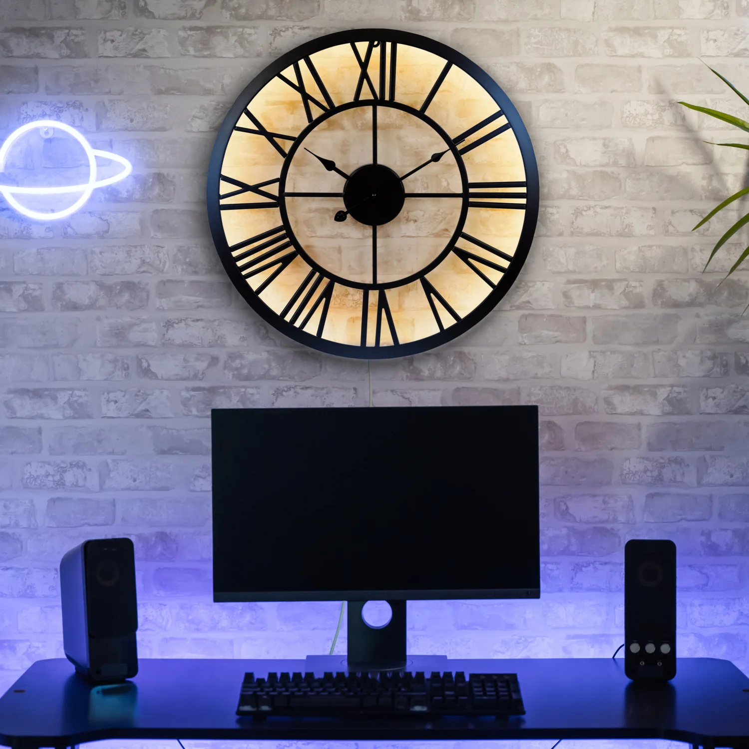 404-3450B 19.7-inch Edison Lighted Wall Clock - Image 9
