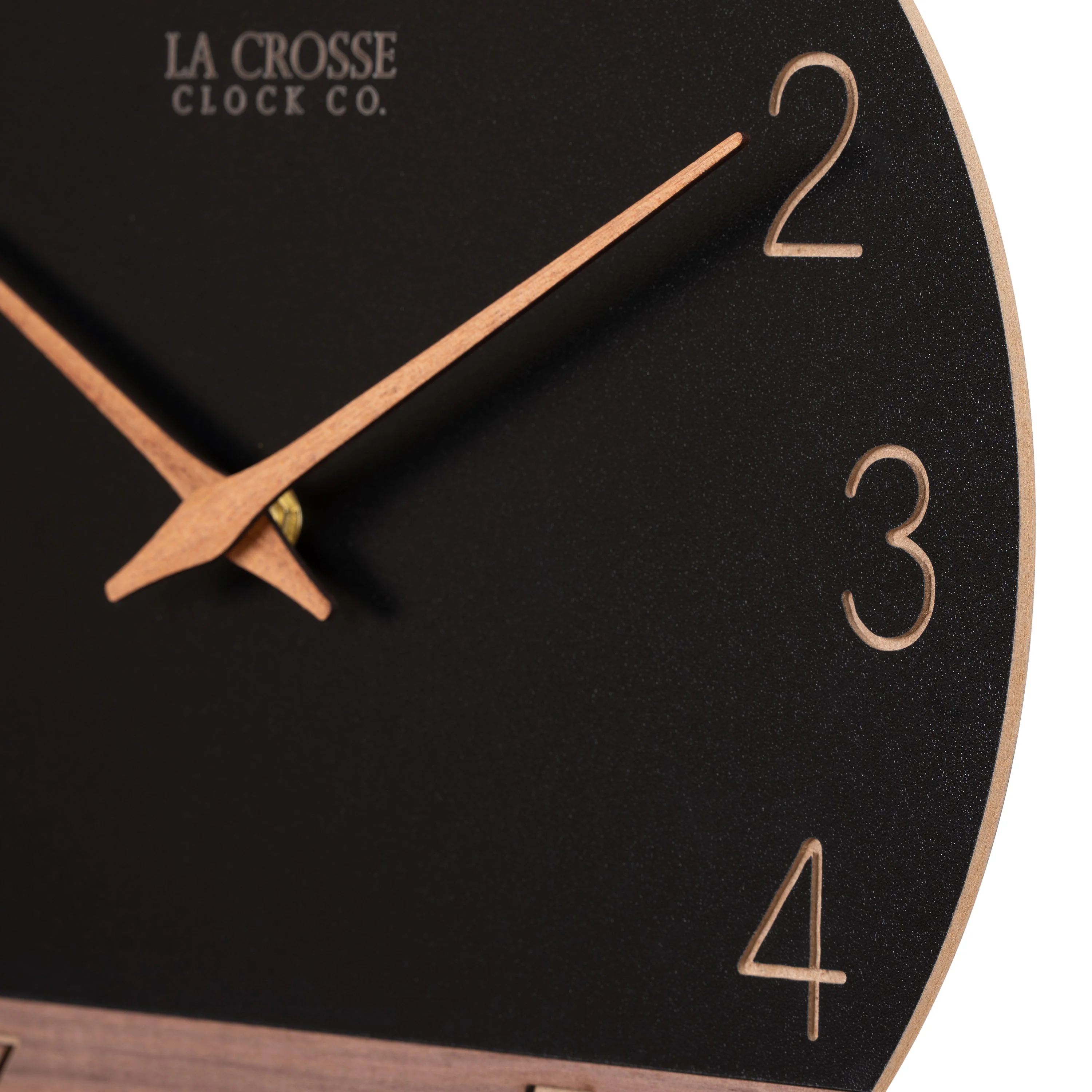 404-3630C 12-inch Sierra Wood Wall Clock - Black - Image 5
