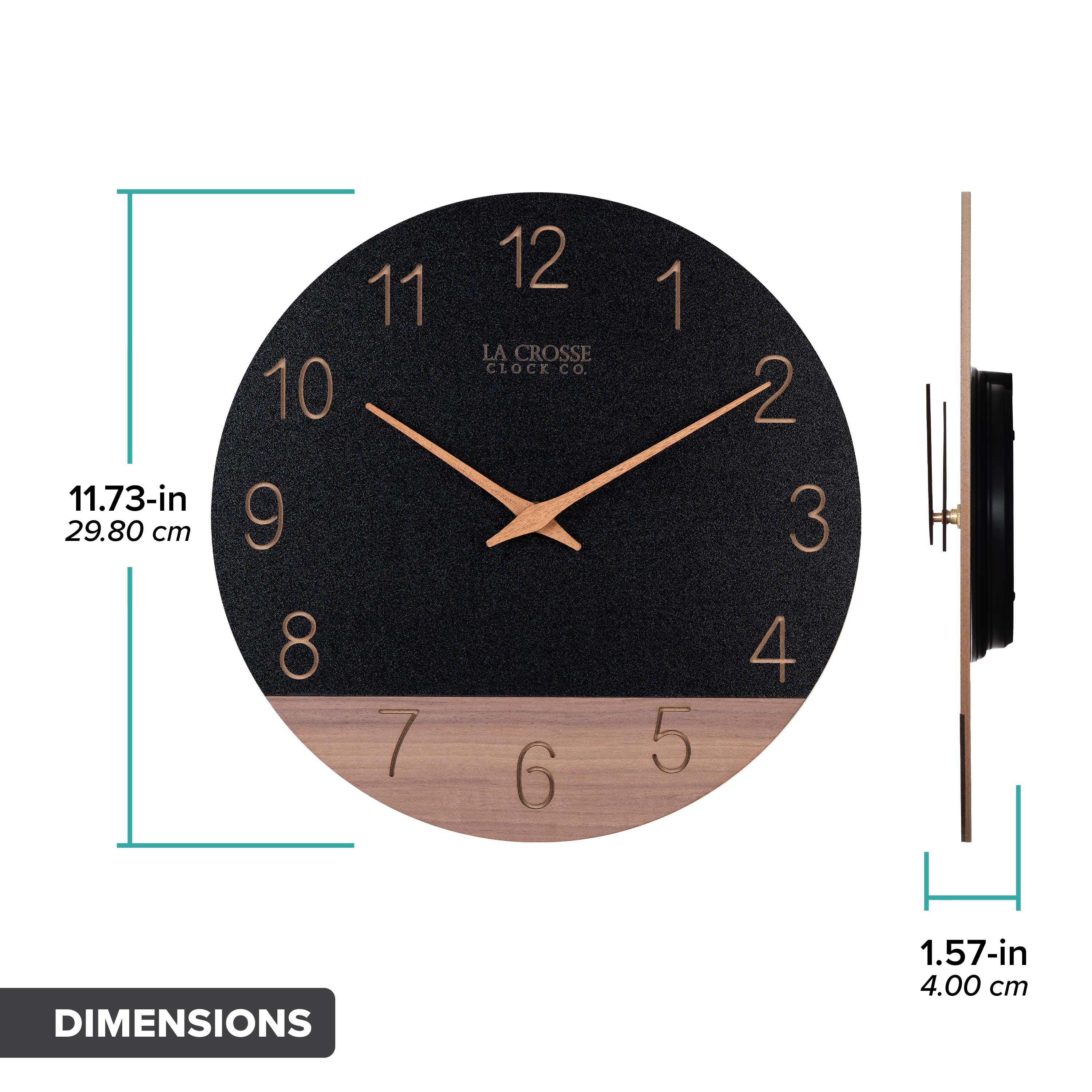 404-3630C 12-inch Sierra Wood Wall Clock - Black - Image 9