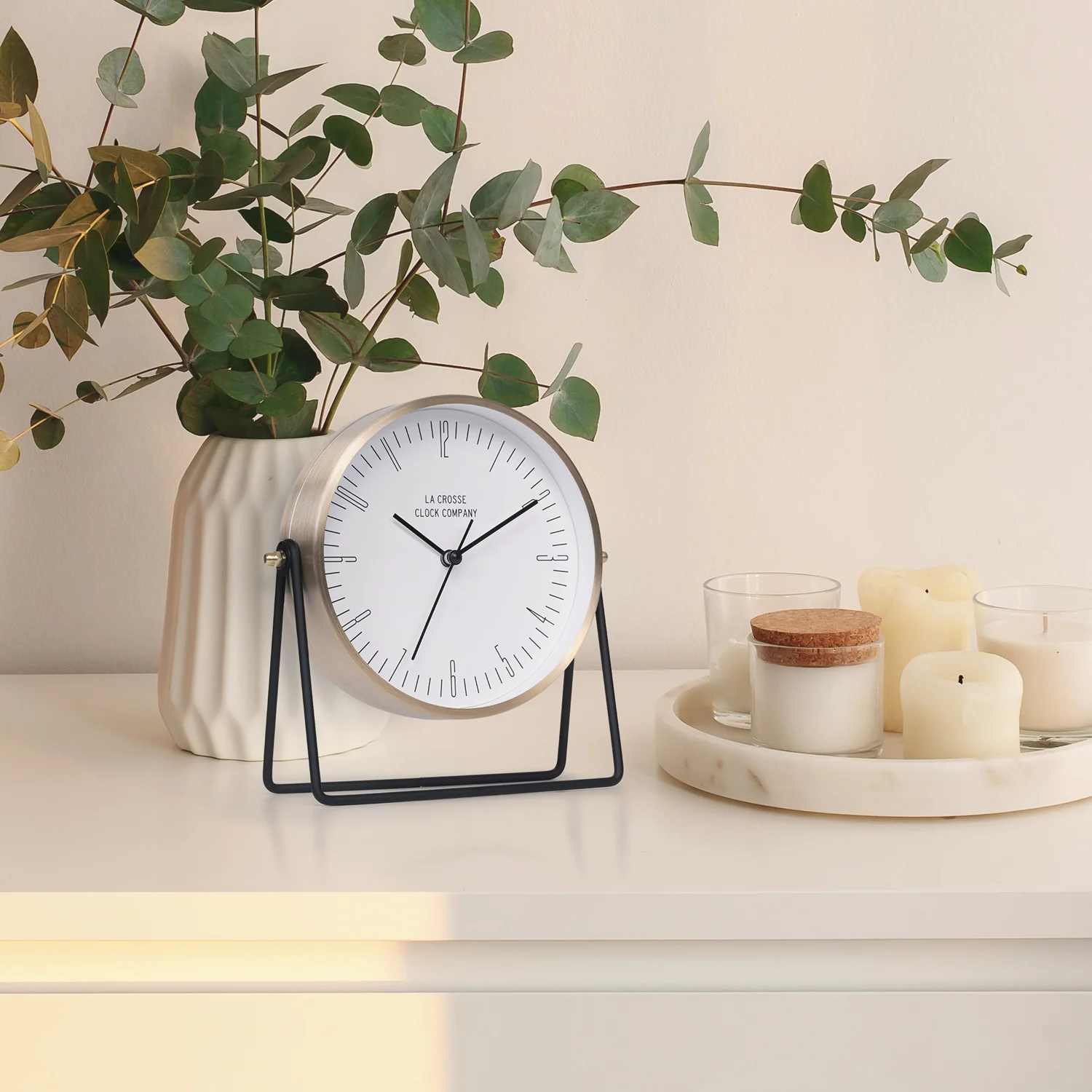 404-3719 Stiles Swivel Tabletop Metal Clock with Mirror - Image 9