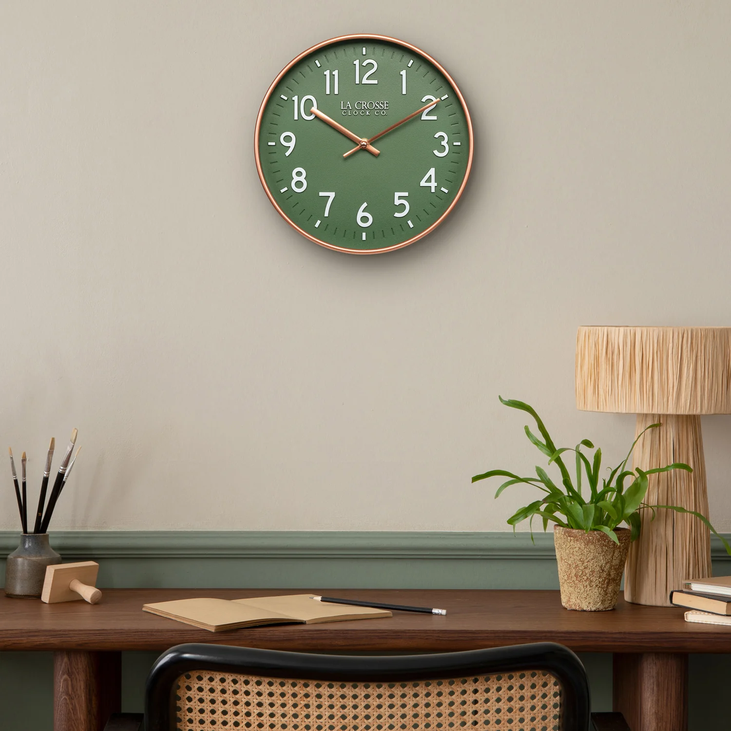 404-3828E 10.83-inch Olive Grove Analog Wall Clock - Image 3