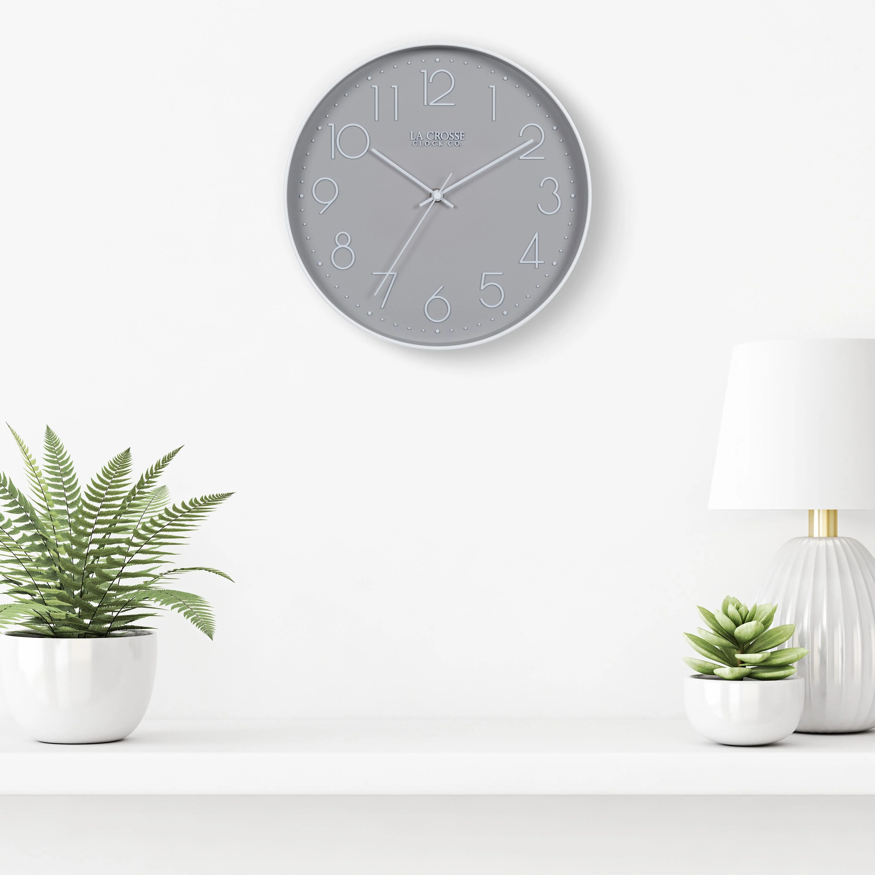 404-3831 12-inch Paxton Wall Clock - Gray, with Silent Sweep - Image 7