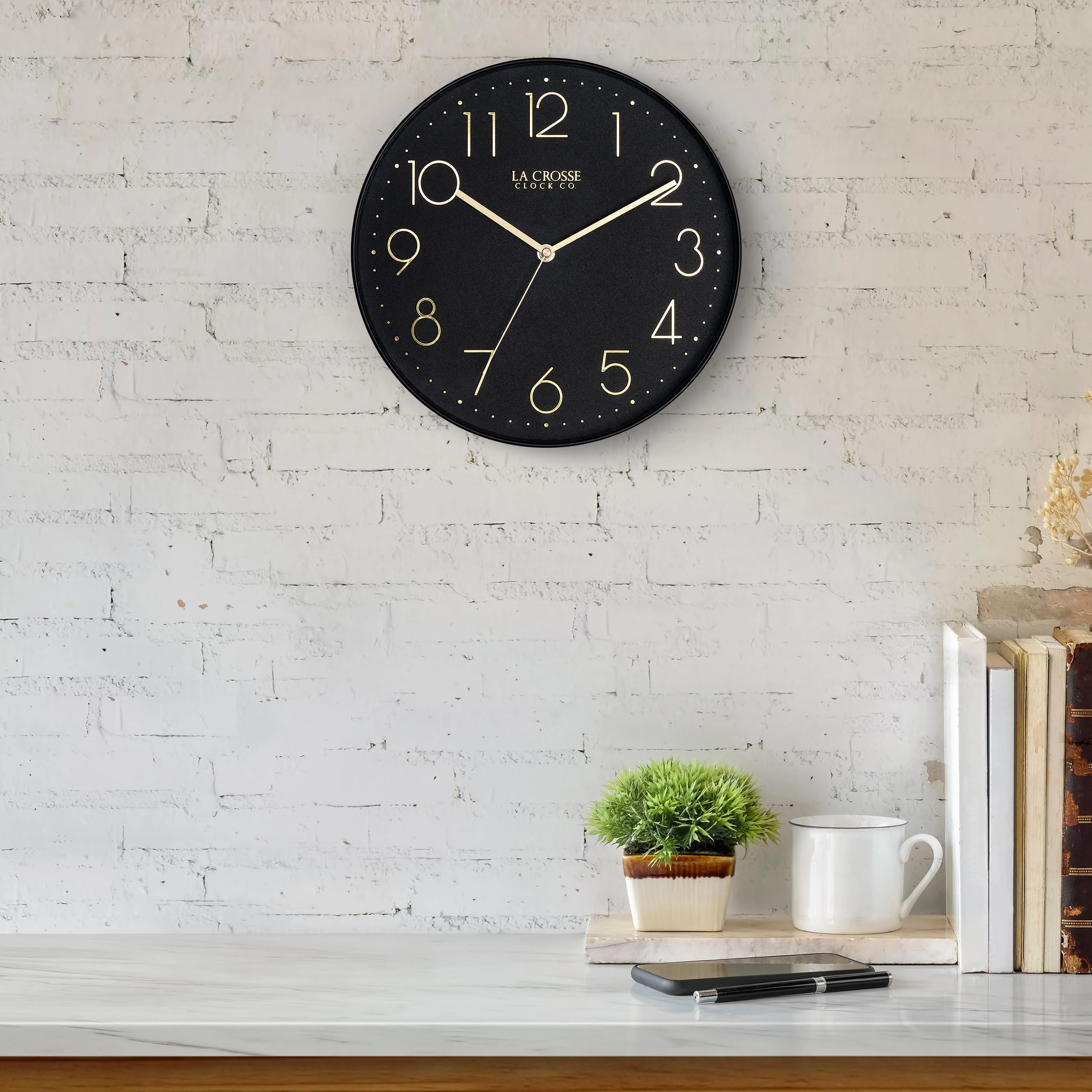 404-3831B 12-inch Paxton Wall Clock - Black, with Silent Sweep - Image 3
