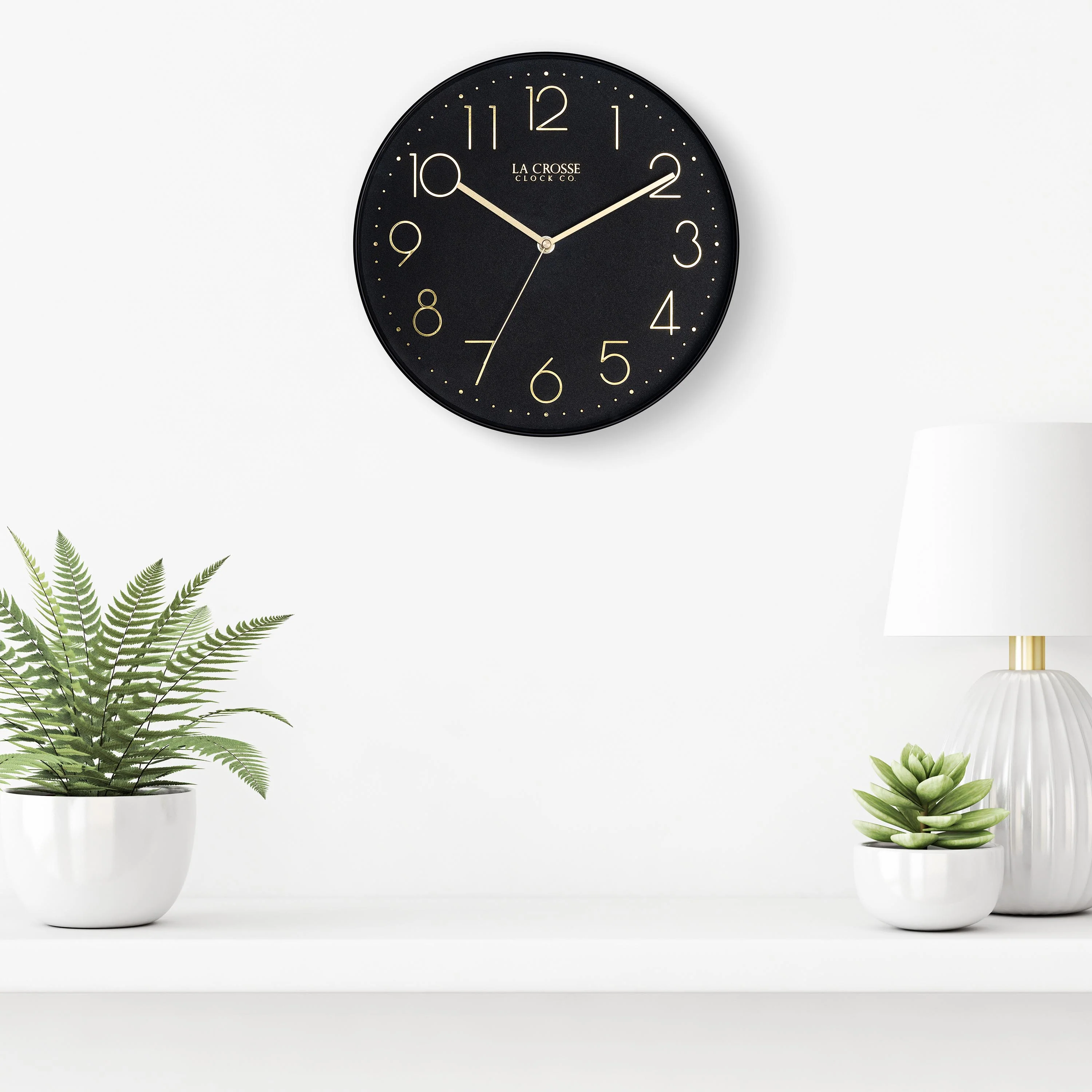 404-3831B 12-inch Paxton Wall Clock - Black, with Silent Sweep - Image 7