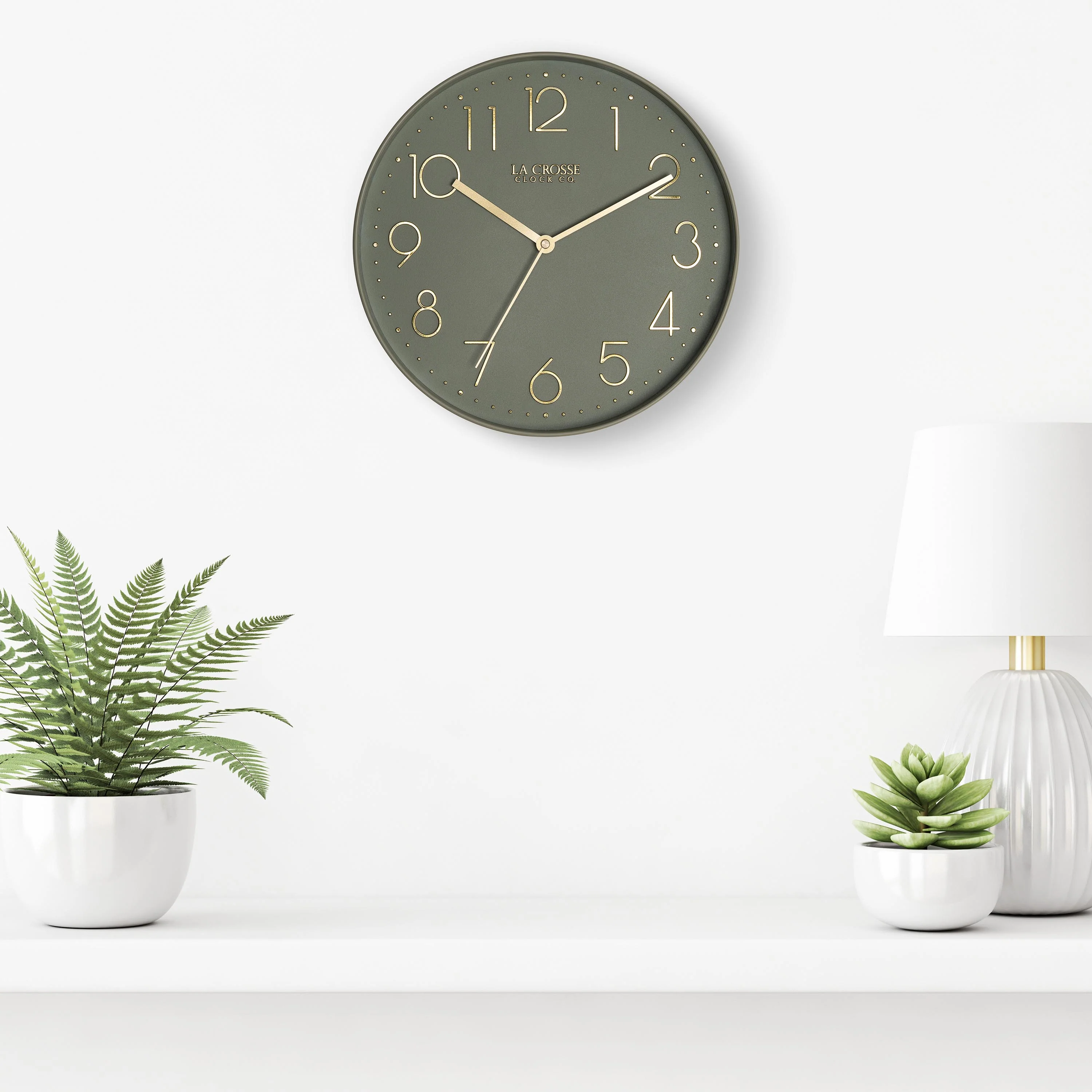 404-3831G 12-inch Paxton Wall Clock - Green, with Silent Sweep - Image 7