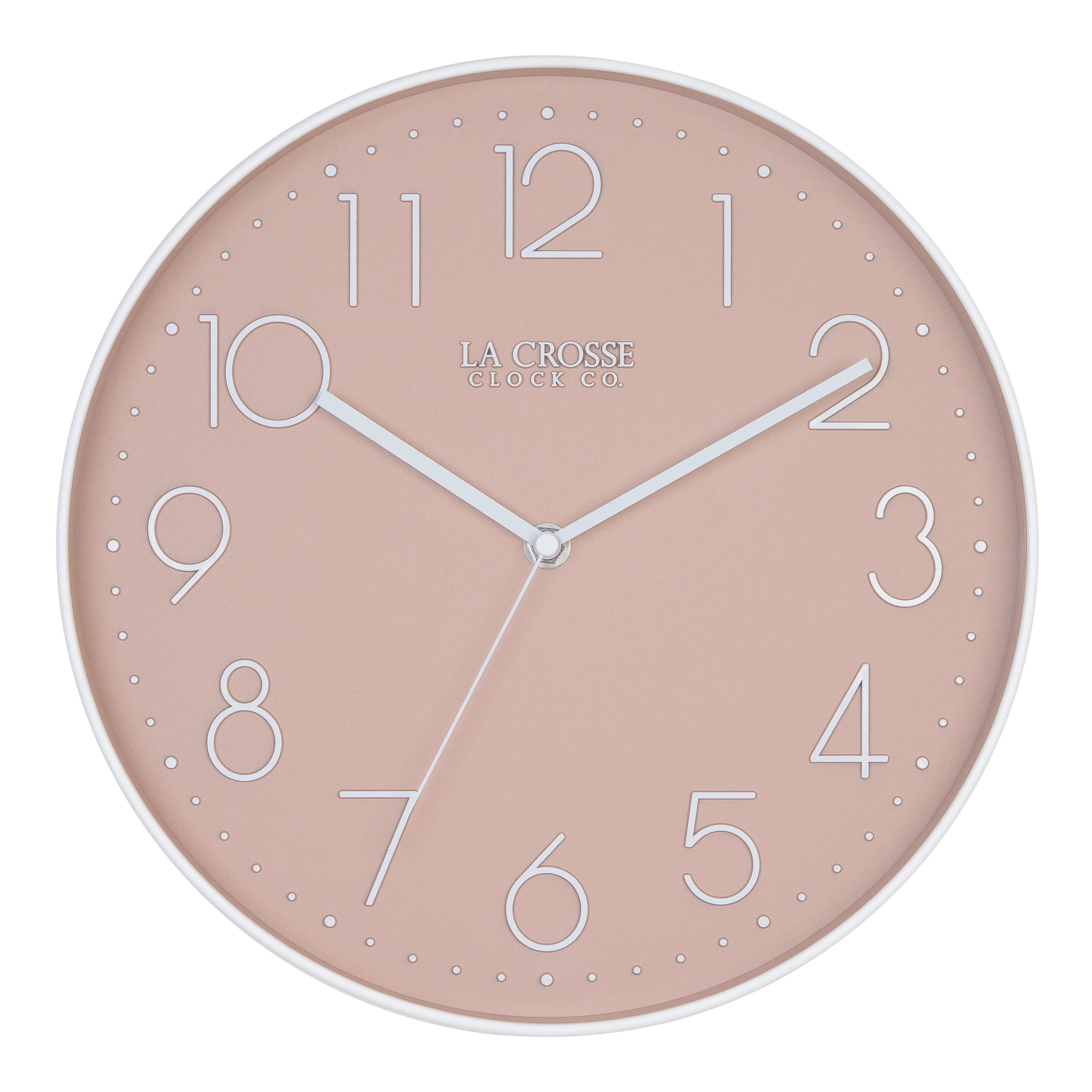 404-3831P 12-inch Paxton Wall Clock - Peach, with Silent Sweep