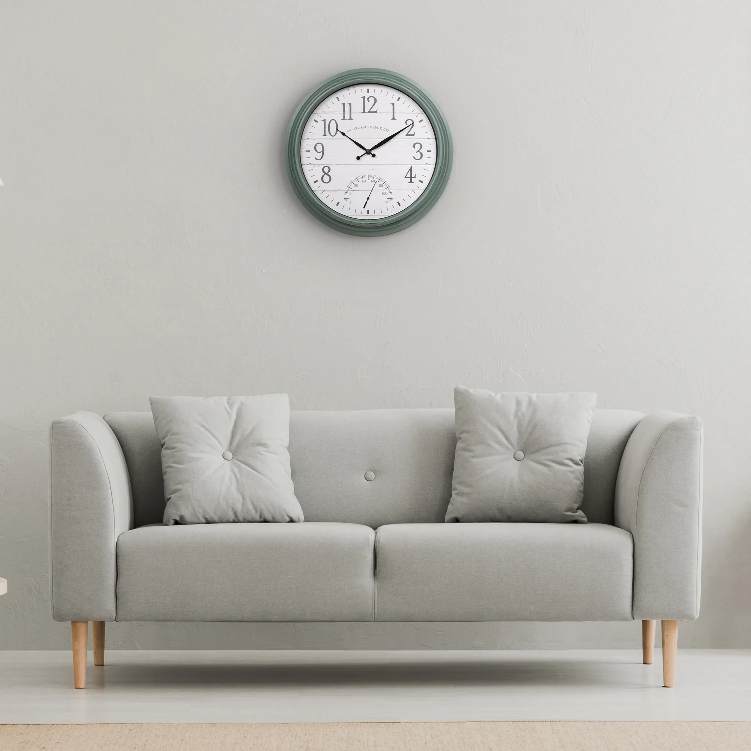 404-3840SG 15.75-inch Indoor/Outdoor Analog Wall Clock w/ Temperature - Image 5