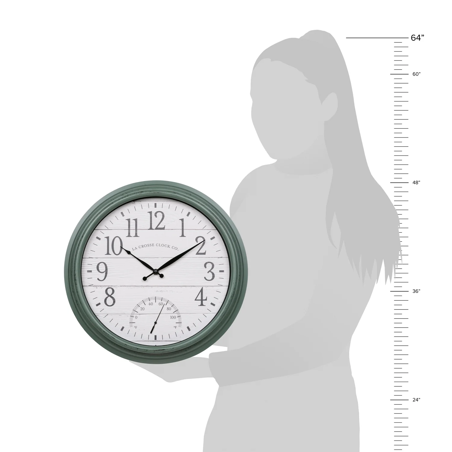404-3840SG 15.75-inch Indoor/Outdoor Analog Wall Clock w/ Temperature - Image 7