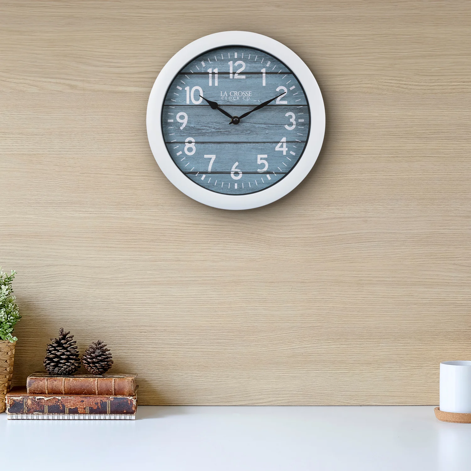 404-5028 11.02-inch Weathered Teal Blue Wall Clock - Image 3