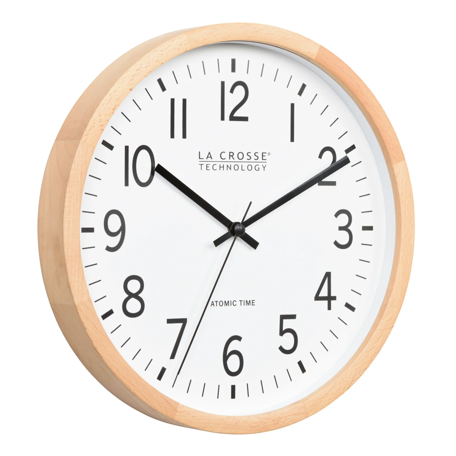 404-53707 12.8-inch Atomic Wood Wall Clock – Beech Wood - Image 2
