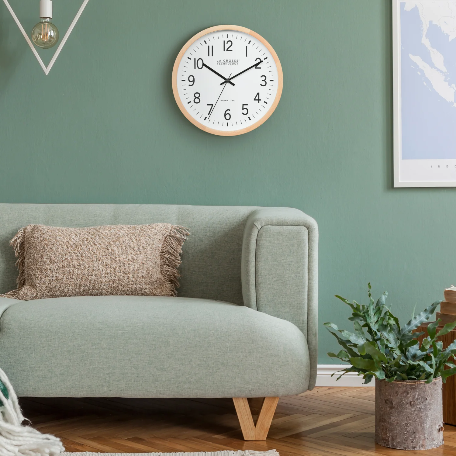 404-53707 12.8-inch Atomic Wood Wall Clock – Beech Wood - Image 3