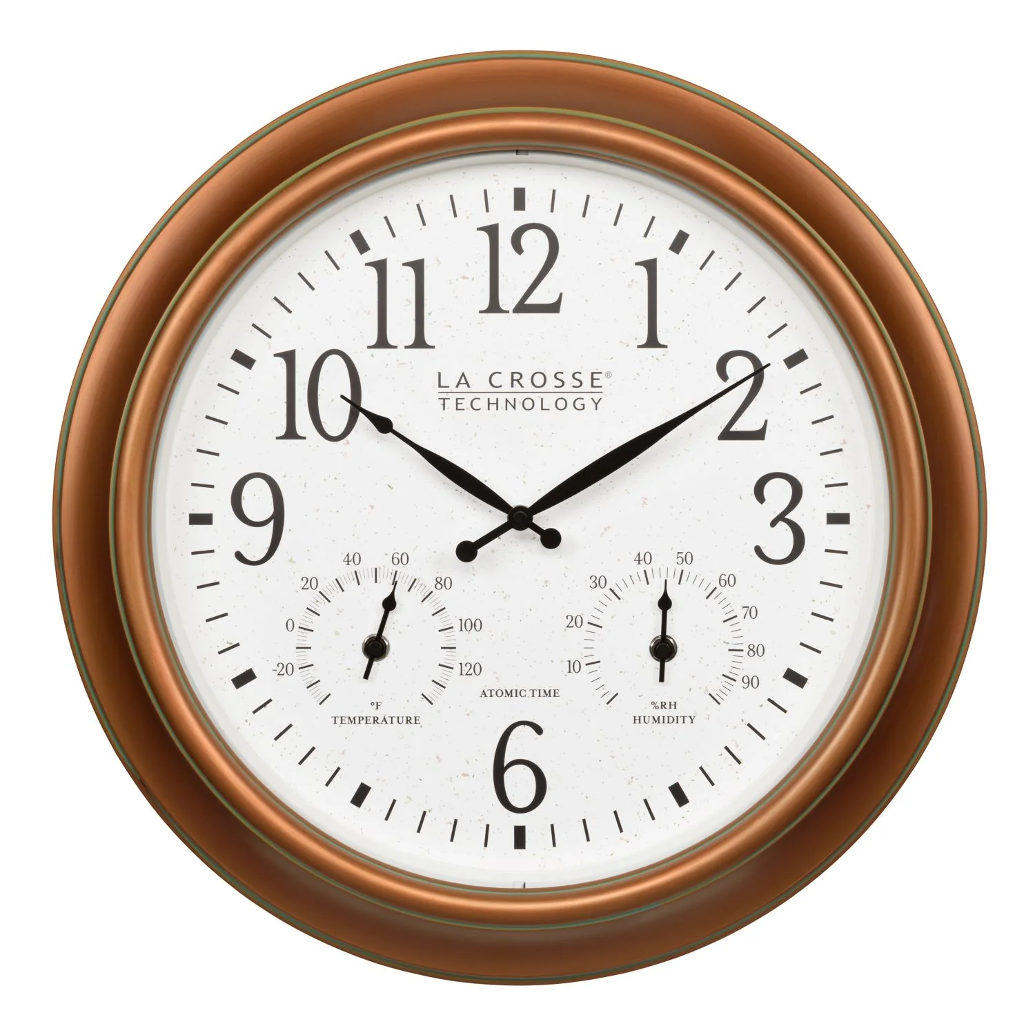 404-59907 18-inch Indoor/Outdoor Atomic Analog Wall Clock - Copper