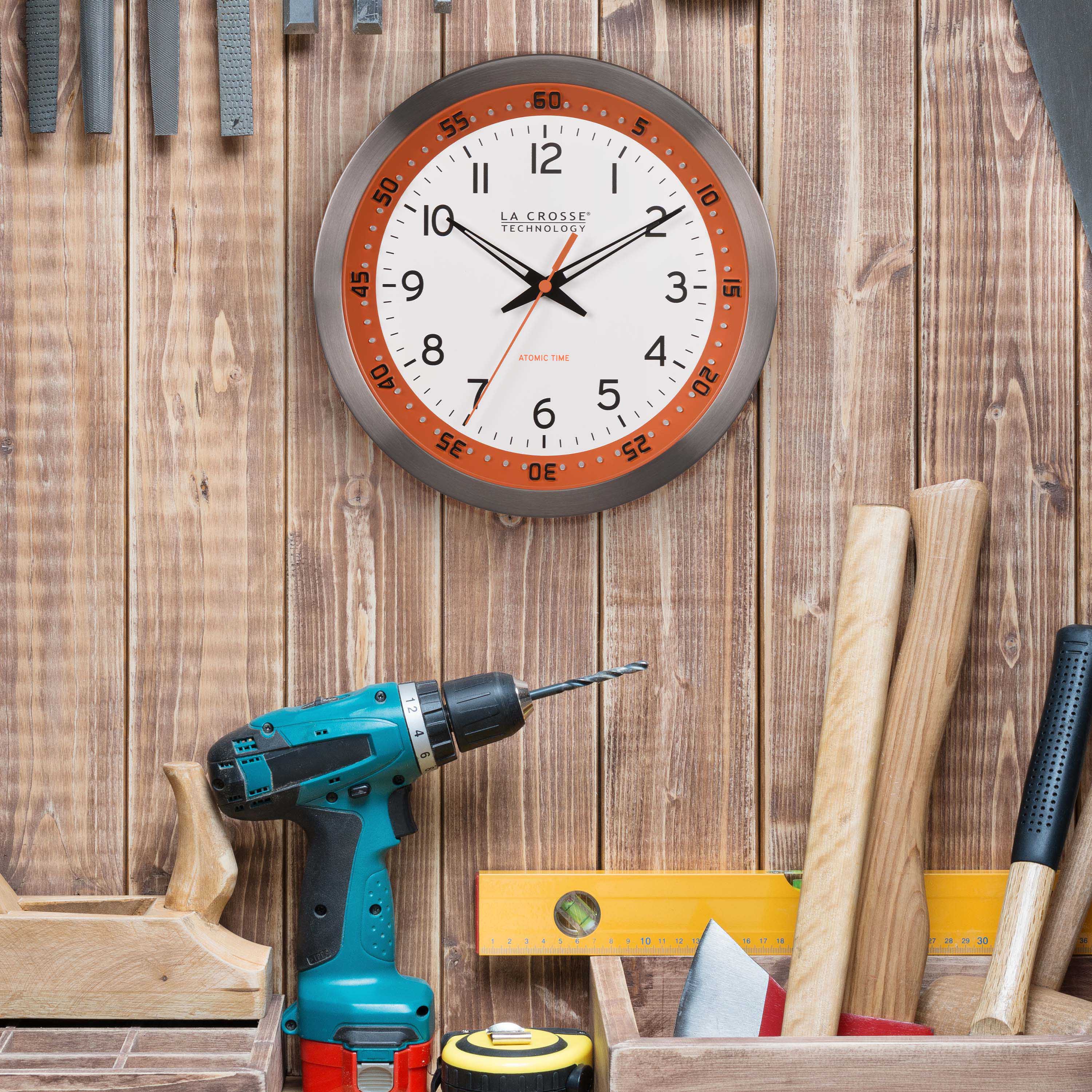 404-87696 10-inch Atomic Metal Wall Clock - Chapter Ring: Orange - Image 4