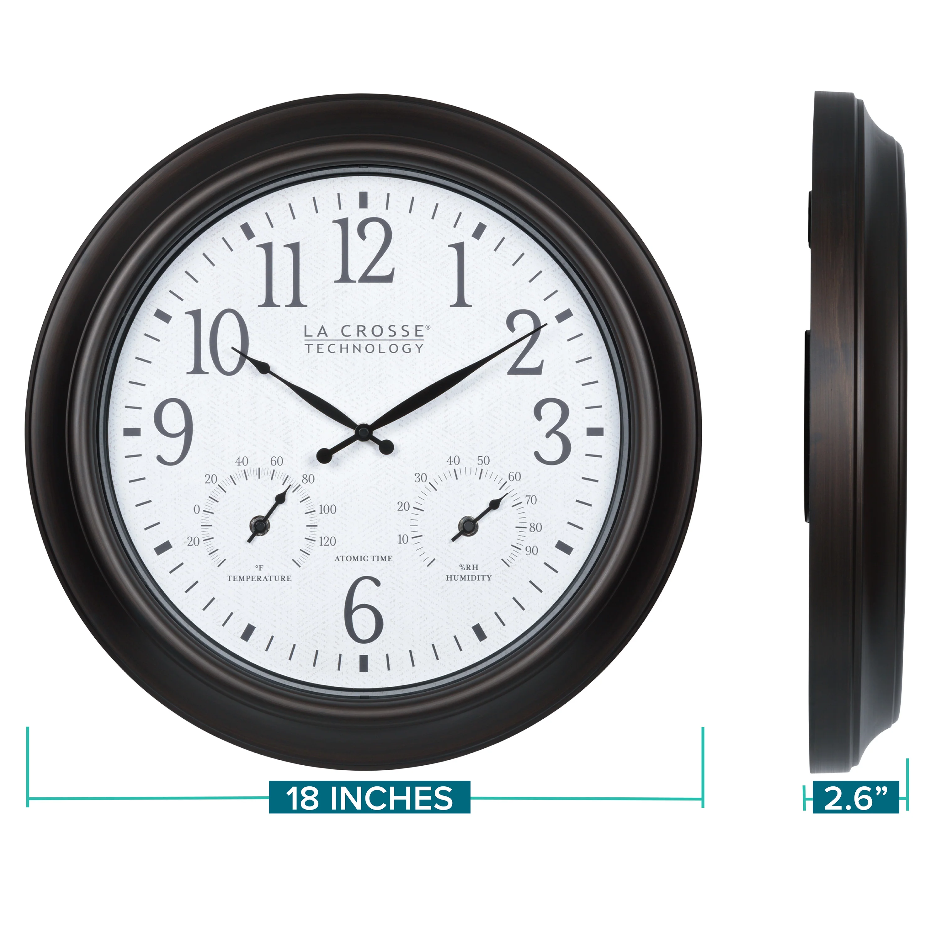 404-89027 18-inch Indoor/Outdoor Atomic Analog Wall Clock - Image 8