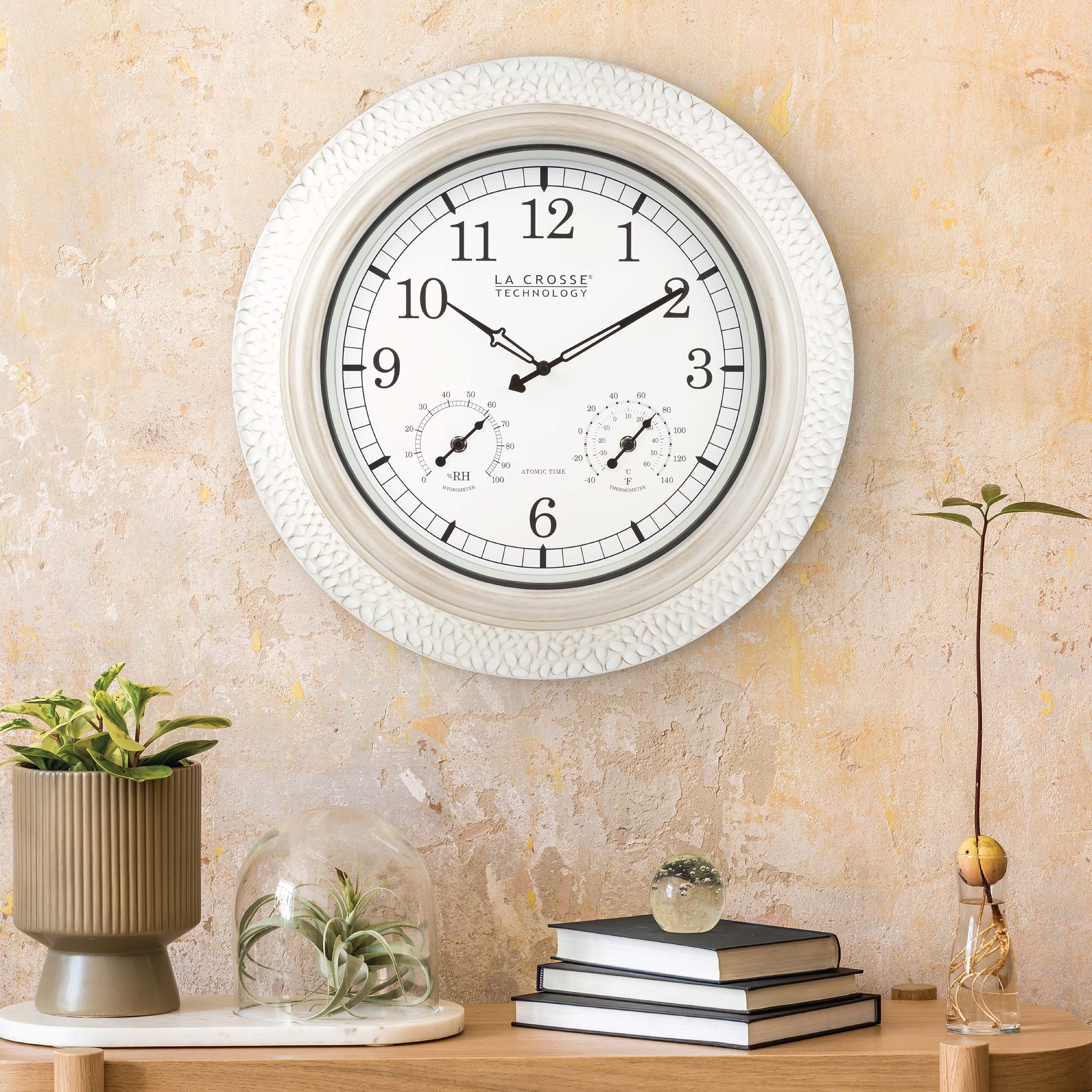 433-29917 21-inch Indoor/Outdoor Atomic White-Washed Wall Clock - Image 4