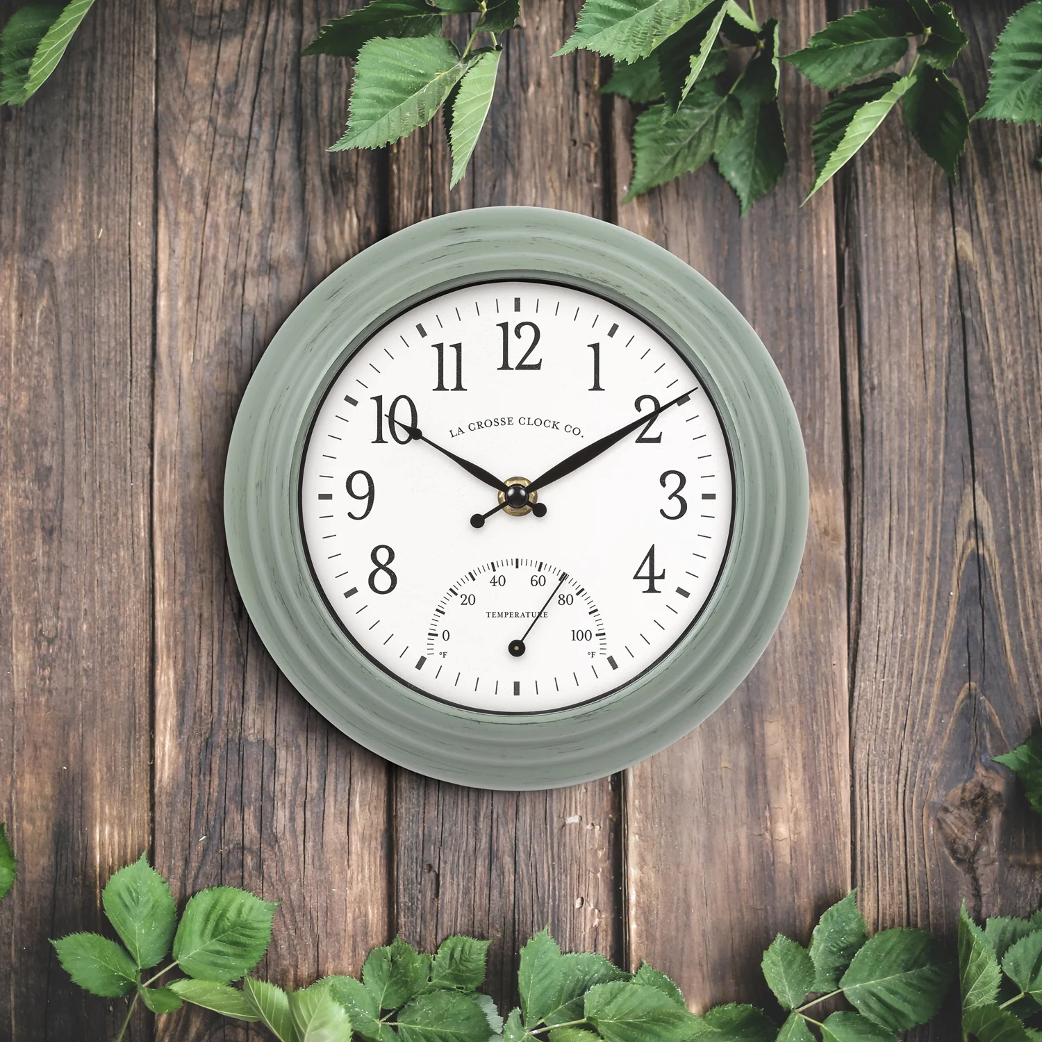 433-3020 8-inch Outdoor Wall Clock with Thermometer - Image 4