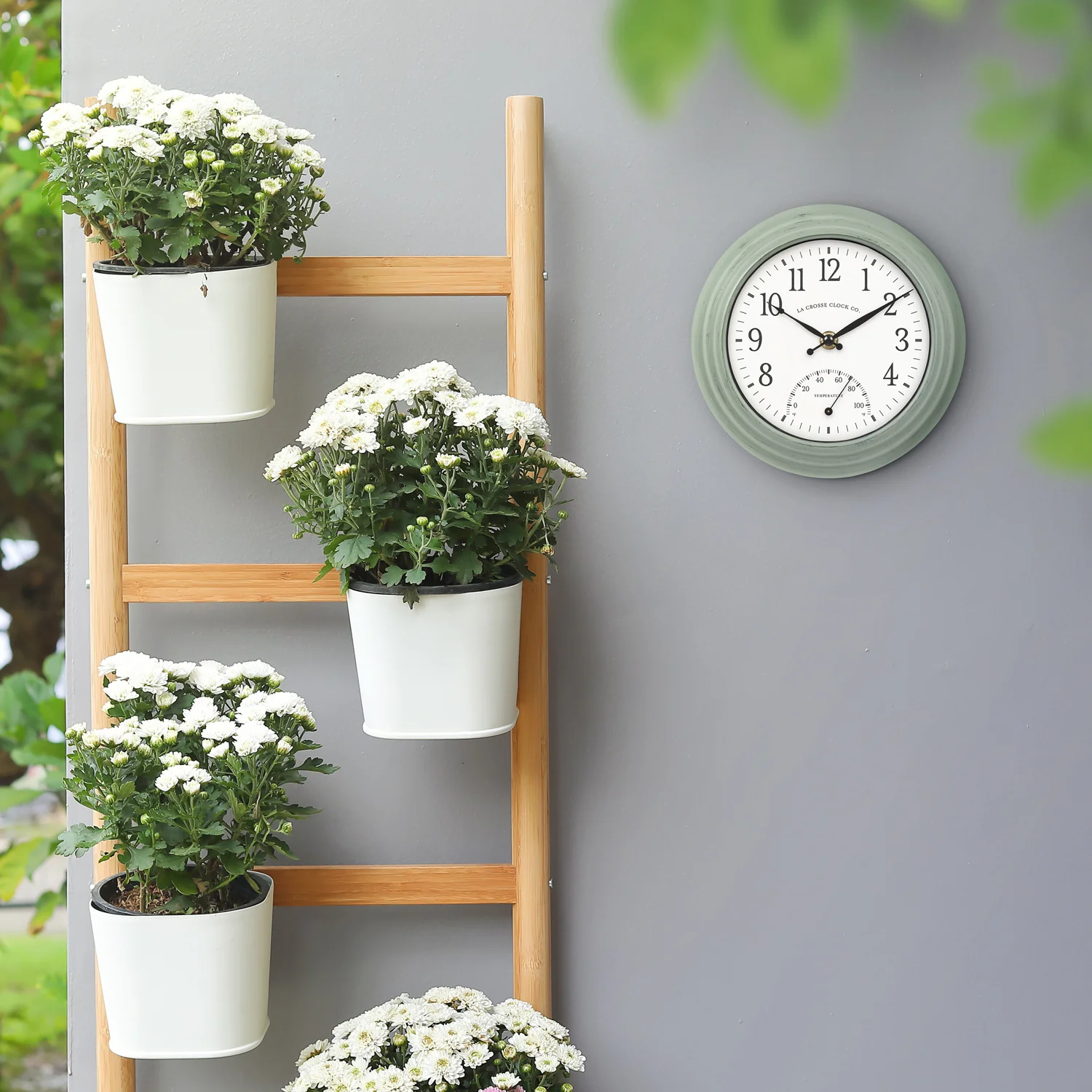 433-3020 8-inch Outdoor Wall Clock with Thermometer - Image 5