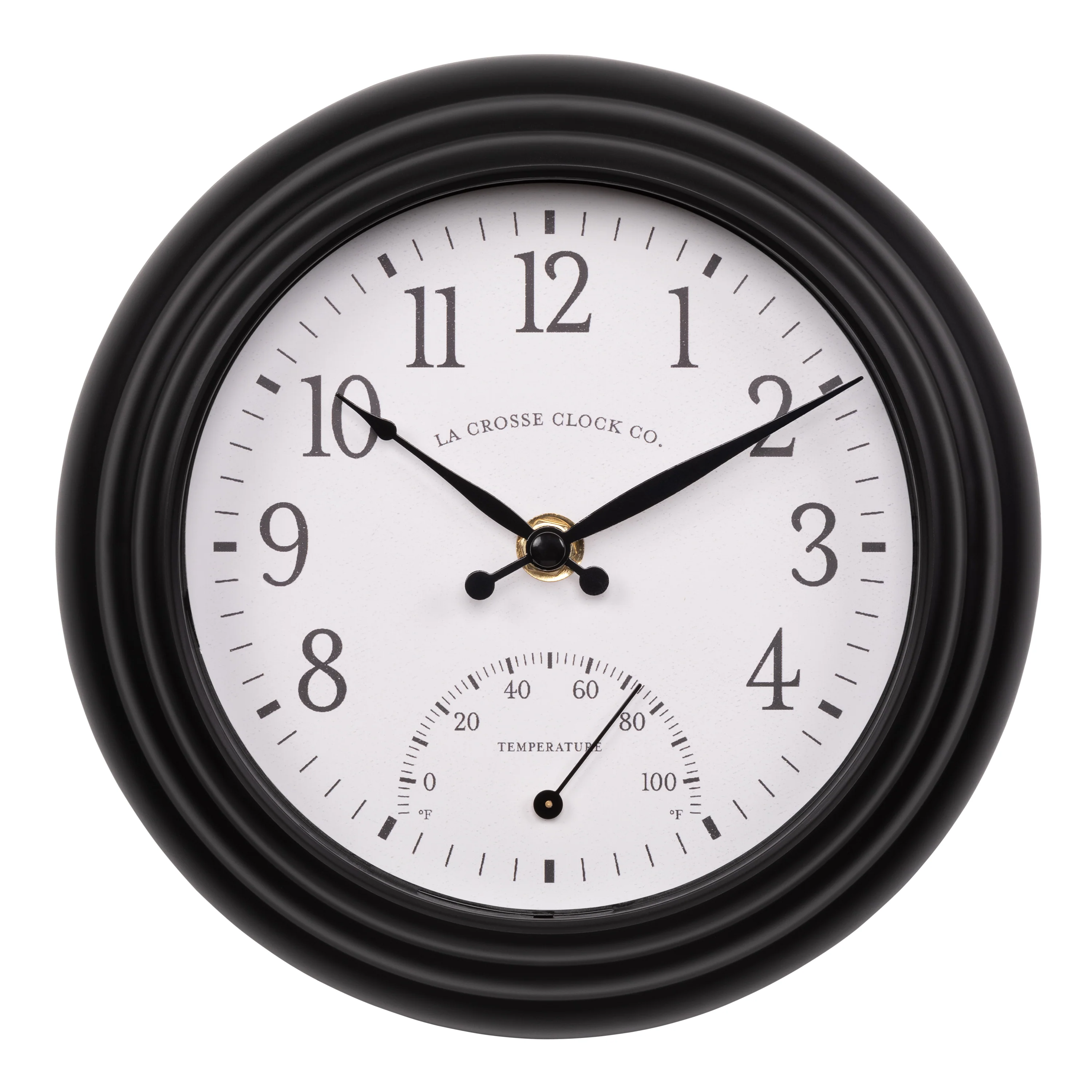 433-3020B 8-inch Indoor/Outdoor Colby Wall Clock with Thermometer