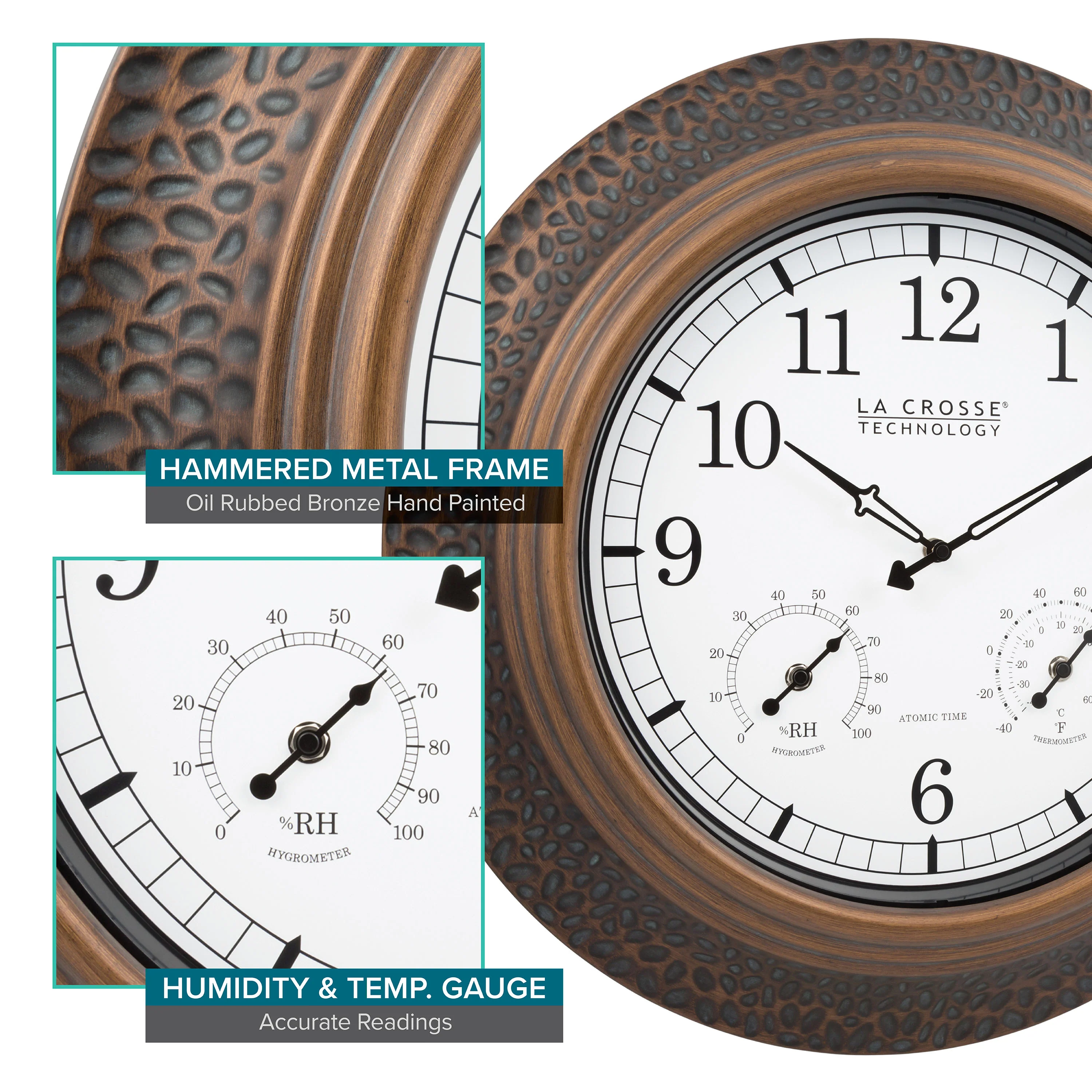 433-3256A 21" Indoor/Outdoor Atomic Metal Wall Clock - Image 6