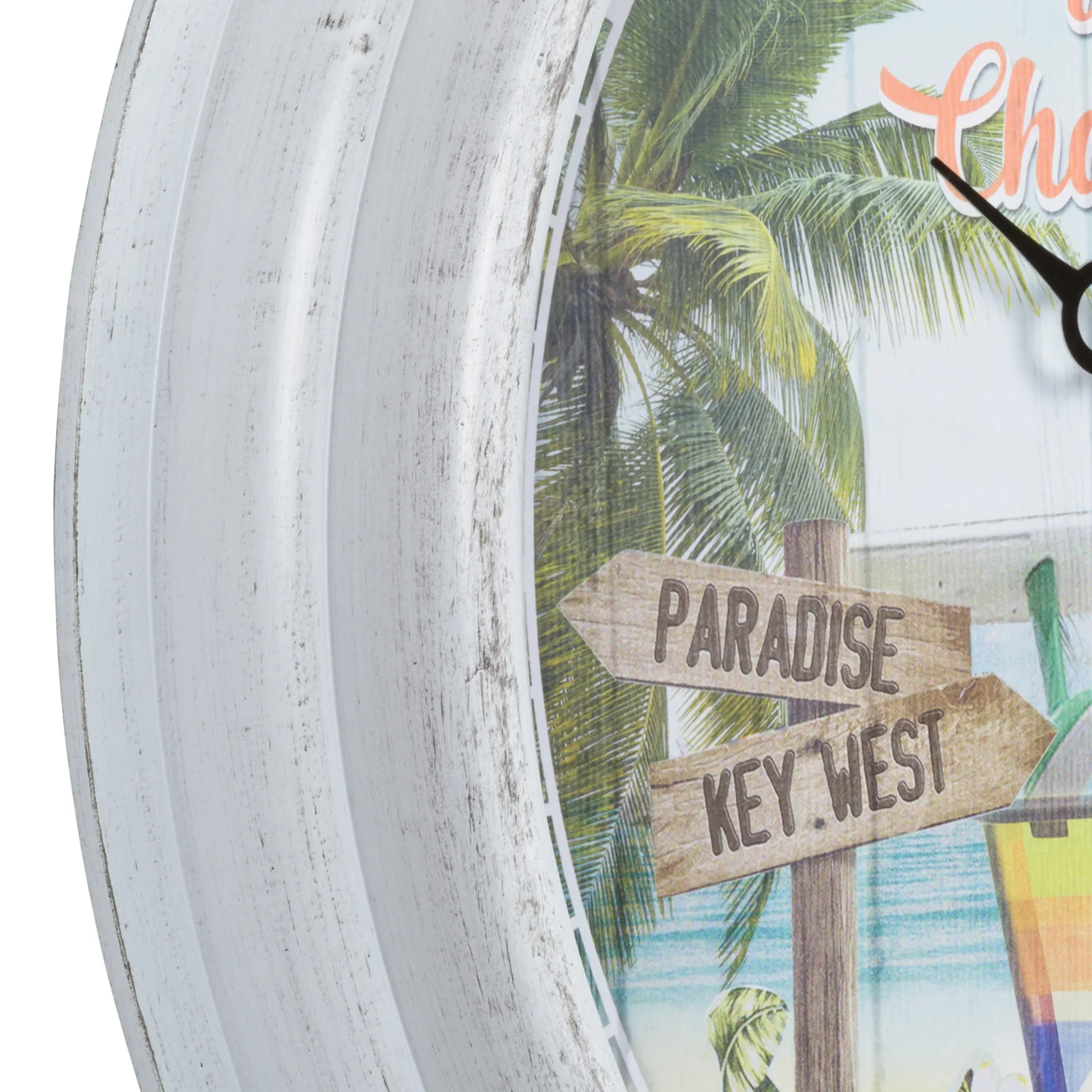 433-3841MV1T 15.75-inch Margaritaville Indoor/Outdoor Wall Clock w/ Temperature - Image 3