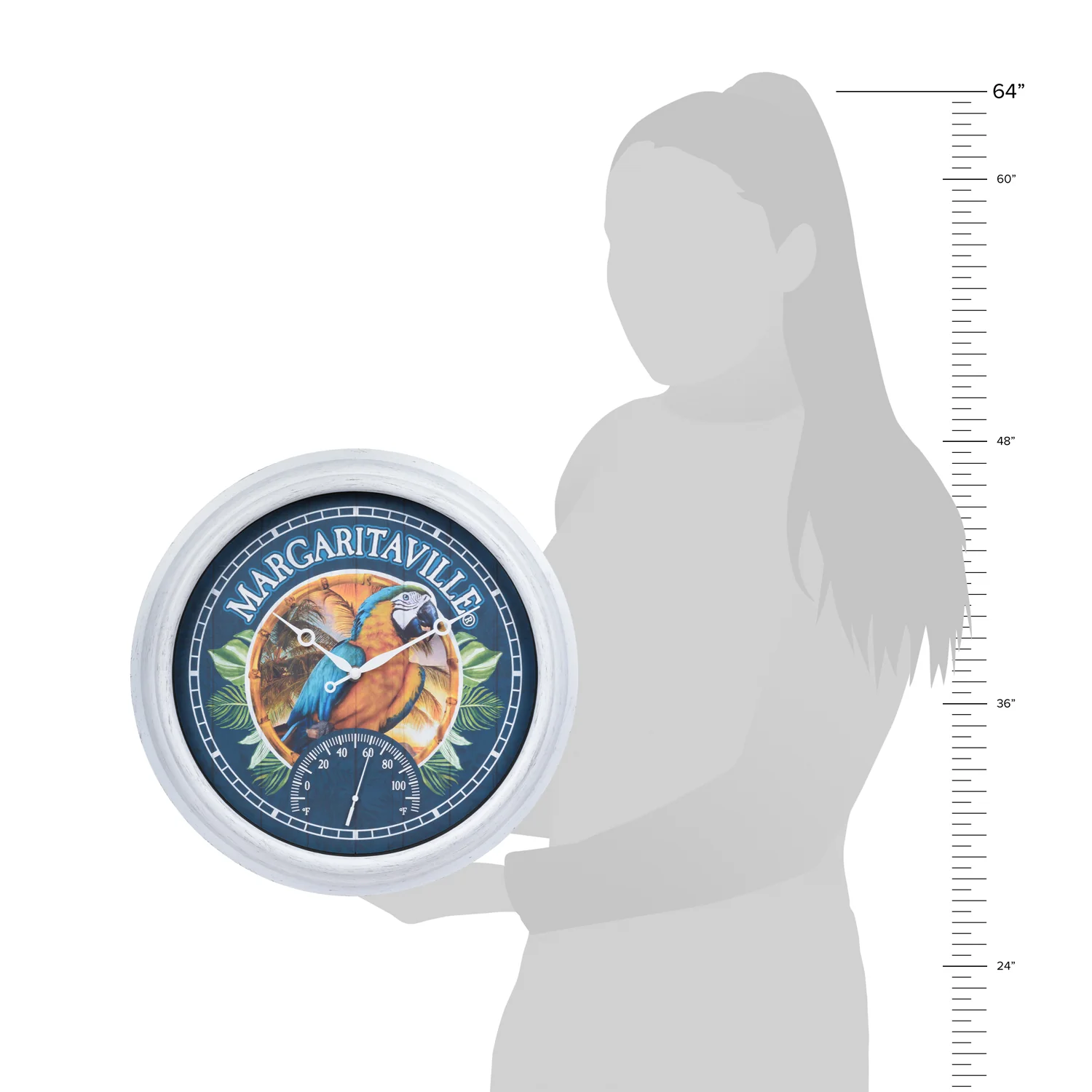 433-3841MV6T 15.75-inch Margaritaville Indoor/Outdoor Wall Clock w/ Temperature - Image 9